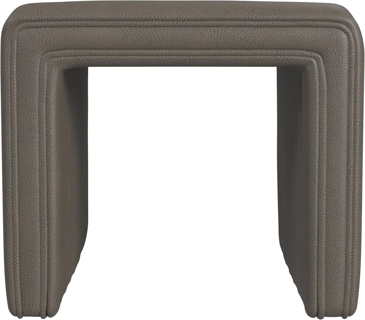 HomePop Modern Channel Tufted Faux Leather Ottoman Home Décor|Ottoman for Living Room & Bedroom - Pewter Gray Faux Leather