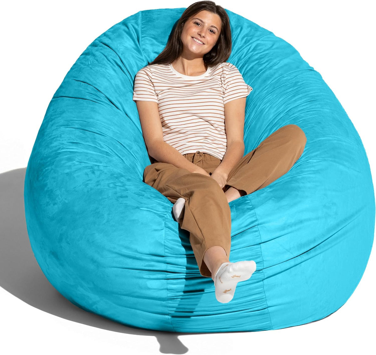 Jaxx 6 Foot Cocoon - 2-in-1 Convertible Bean Bag Bed & Large Bean Bag Chair for Adults, Microsuede Teal