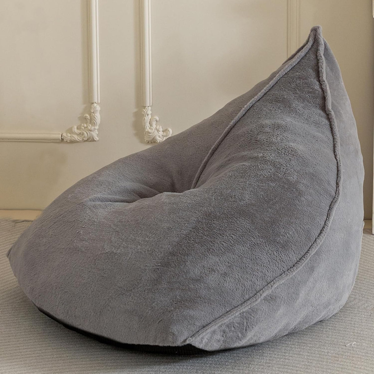 BYBYME Bean Bag Chairs Sherpa Lazy Sofa, Giant Beanbag Chairs for Adults, Teenagers with Stuffed High Density Foam Filling, Comfy Chair for Living Room, Bedroom