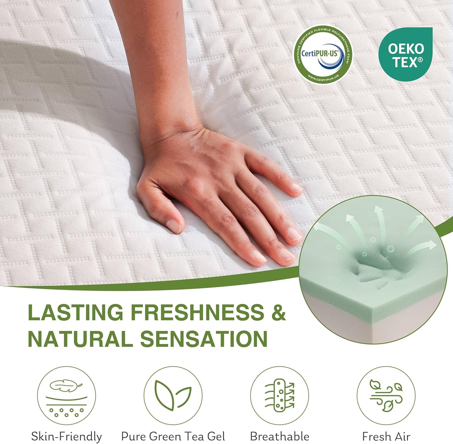 Full Size Memory Foam Mattress, 12 Inch Bed Mattress in a Box with Cooling Green Tea Gel, Relieve Pressure with Medium Support, CertiPUR-US Certified, 75''L x 54''W, White