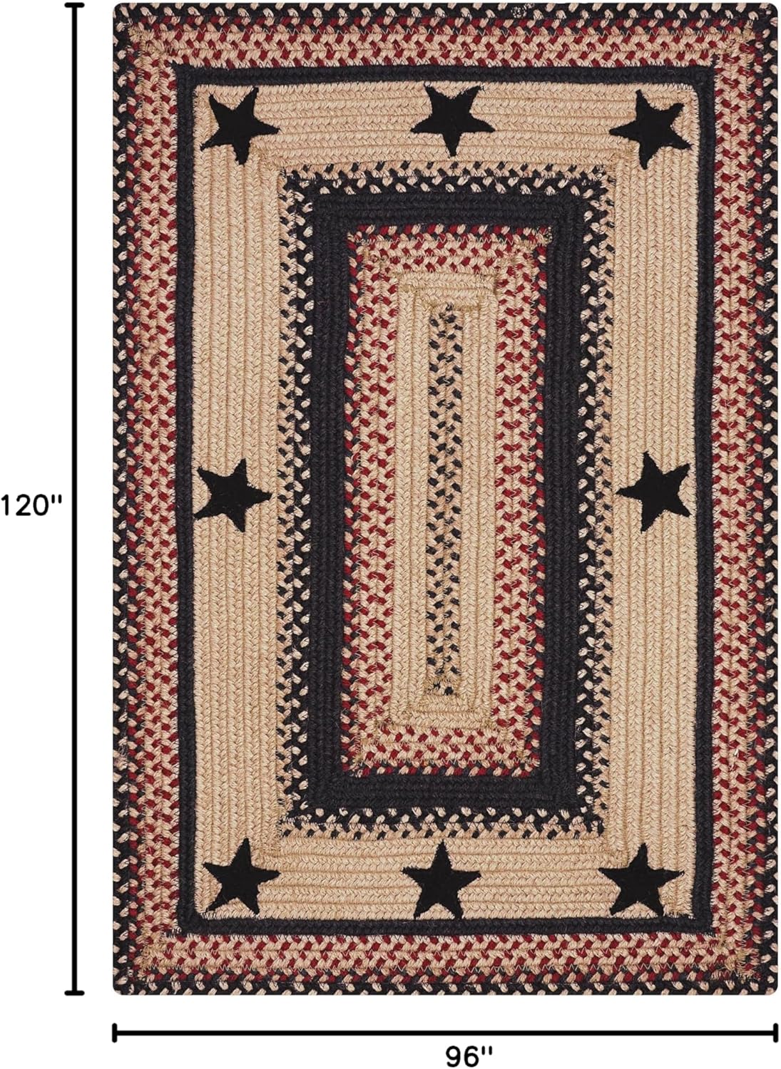 Homespice Gloucester Jute Black 8x10' Braided Area Rug for Living Room, Bedroom and Dining Room. Pet Friendly. Decor Styles- Farmhouse Rug, Rustic, Vintage, Cottage, Primitive, Country, Boho Rug