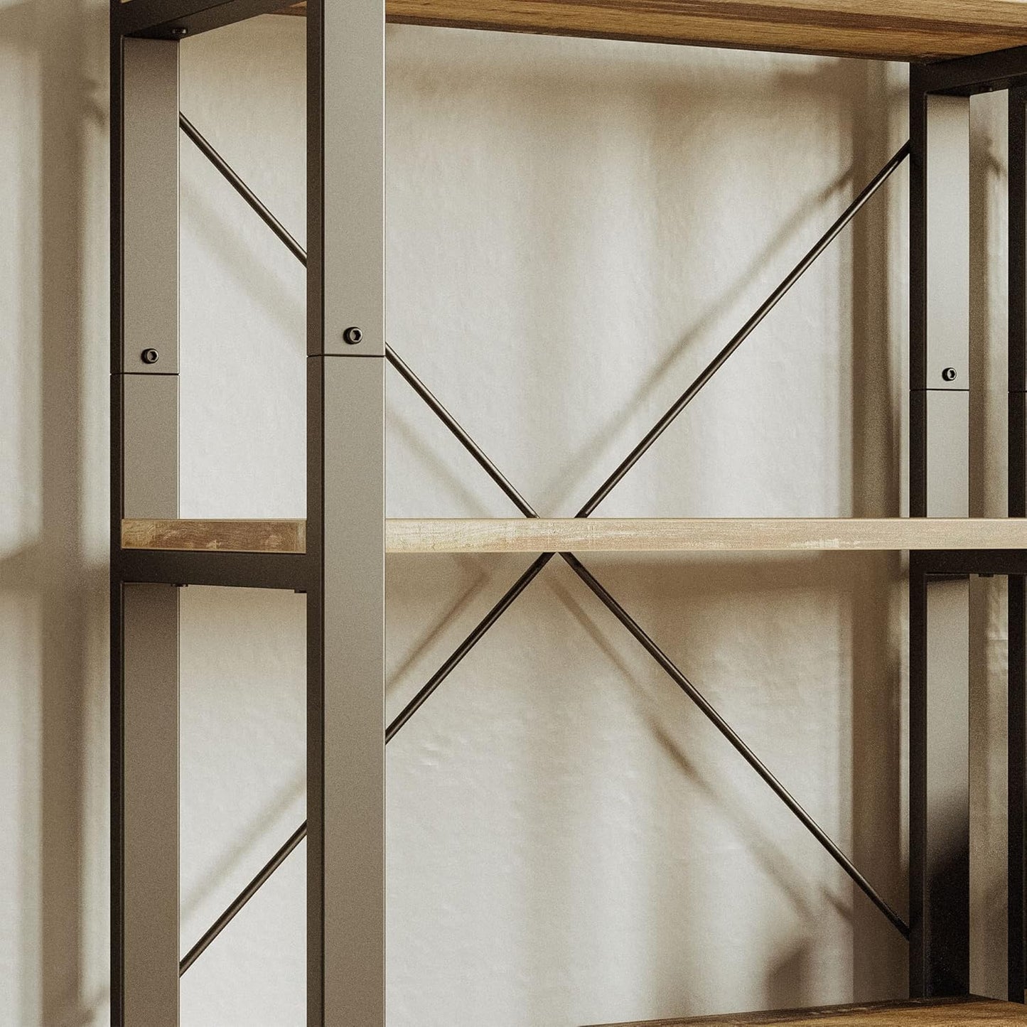 IRONCK Bookshelf 6-Tier Ladder Shelf 110 lbs or Shelf Display Shelf Vintage Industrial Style Bookcase for Home Office, Living Room