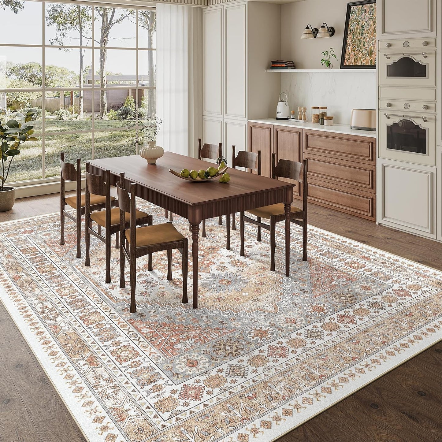 zesthome 9x12 Area Rugs,Stain Resistant Washable Rug,Ultra-Thin Rugs for Living Room,Bedroom,Non-Slip Backing Home Decor Large Area Rug (Orange,9'x12')