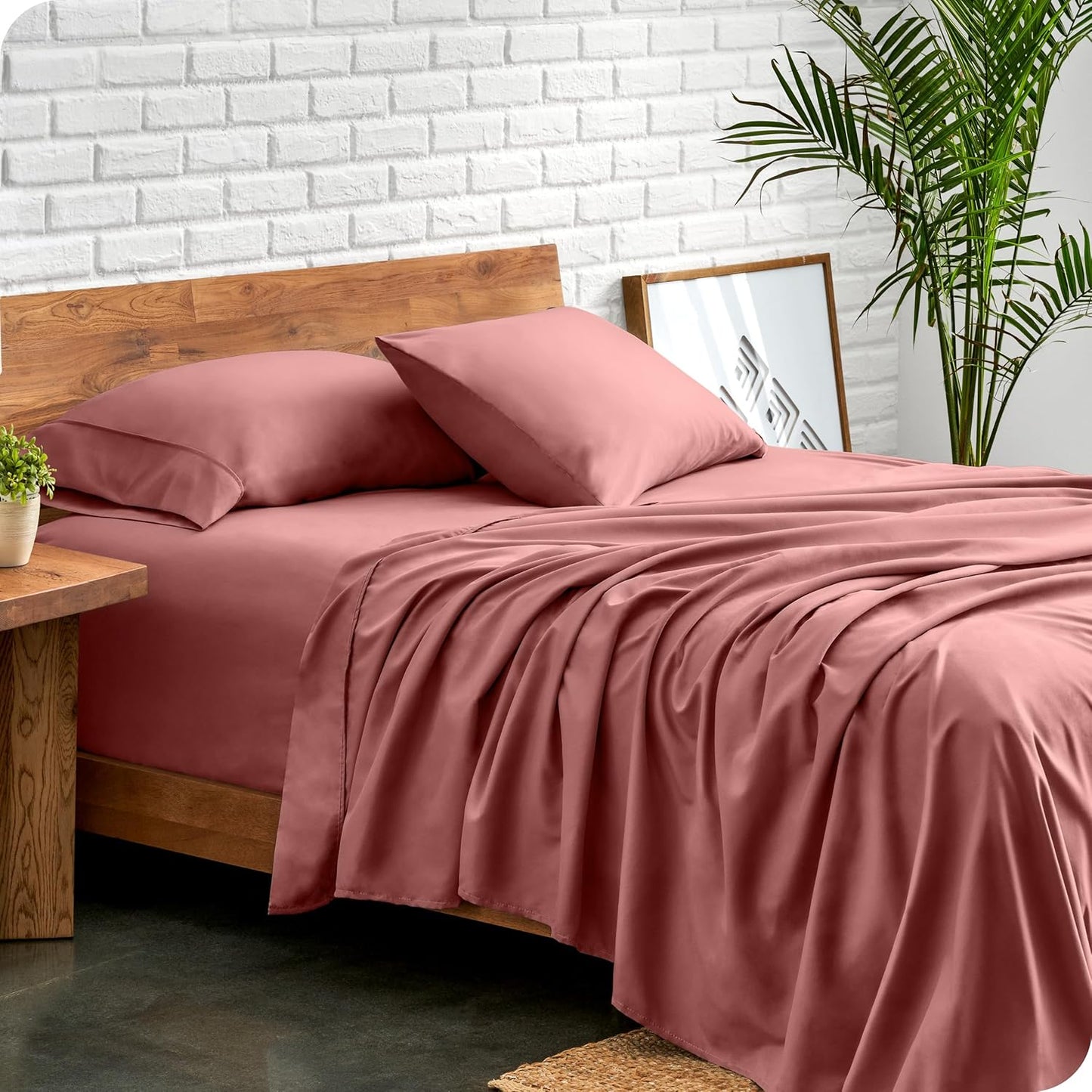 Bare Home King Sheet Set - Luxury 1800 Ultra-Soft Microfiber King Bed Sheets - Double Brushed - Deep Pockets - Easy Fit - 4 Piece Set - Bedding Sheets & Pillowcases (King, Dusty Rose)