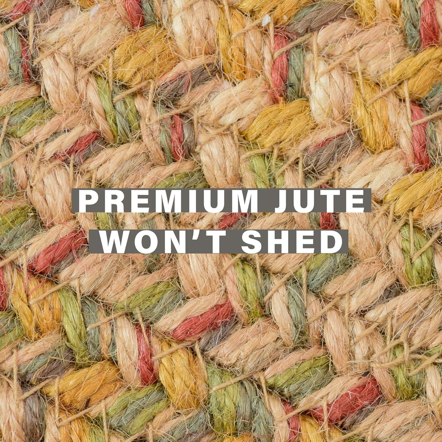 Homespice Harvest Premium Jute Braided Area Rug, 22" x 72" Rectangular Hall Runner Beige - Tan - Red, Natural Jute Yarn Rustic, Country, Primitive, Farmhouse Style - 30 Day Risk Free Purchase