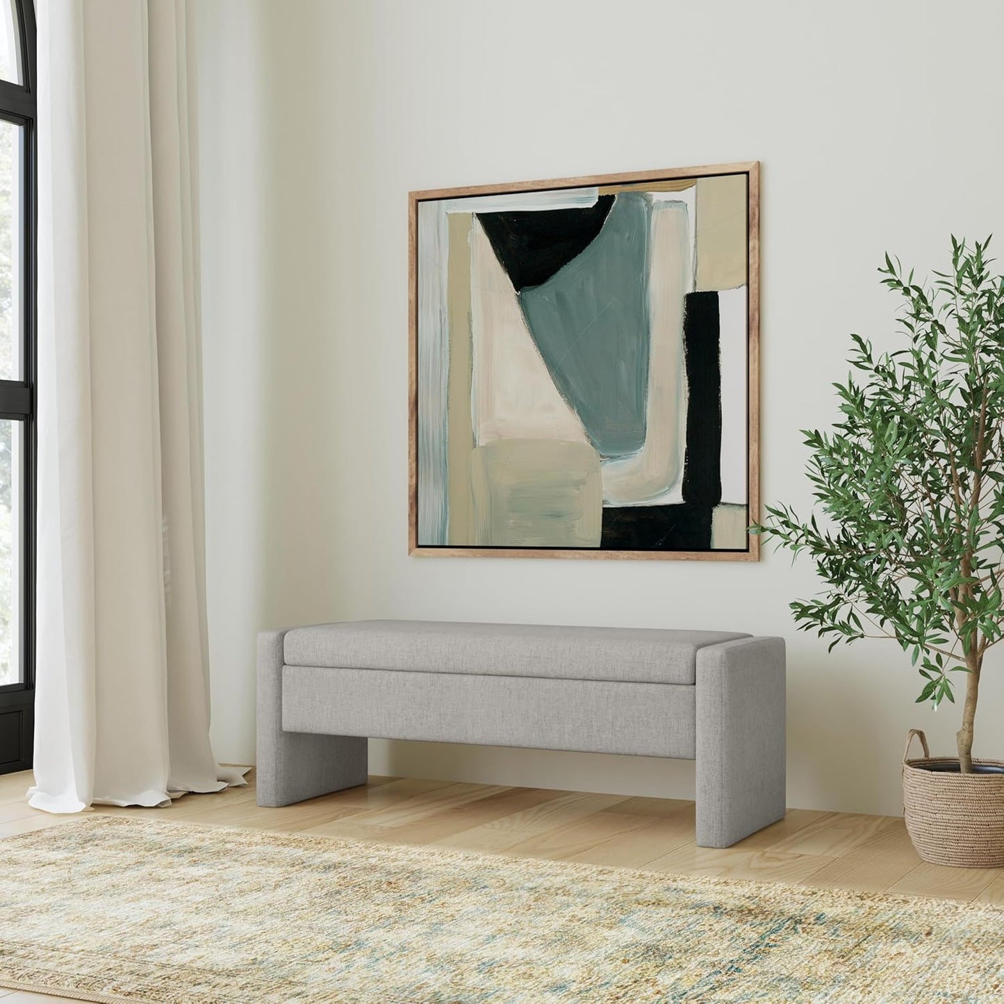 Copenhagen Modern Storage Bench Home Décor|Bench with Storage for Living Room & Bedroom - Plush Cream