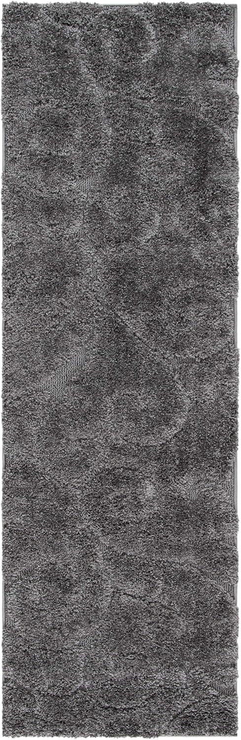 SAFAVIEH Florida Shag Collection Runner Rug - 2'3" x 11', Grey, Scroll Design, Non-Shedding & Easy Care, 1.2-inch Thick Ideal for High Traffic Areas in Living Room, Bedroom (SG455-8013)