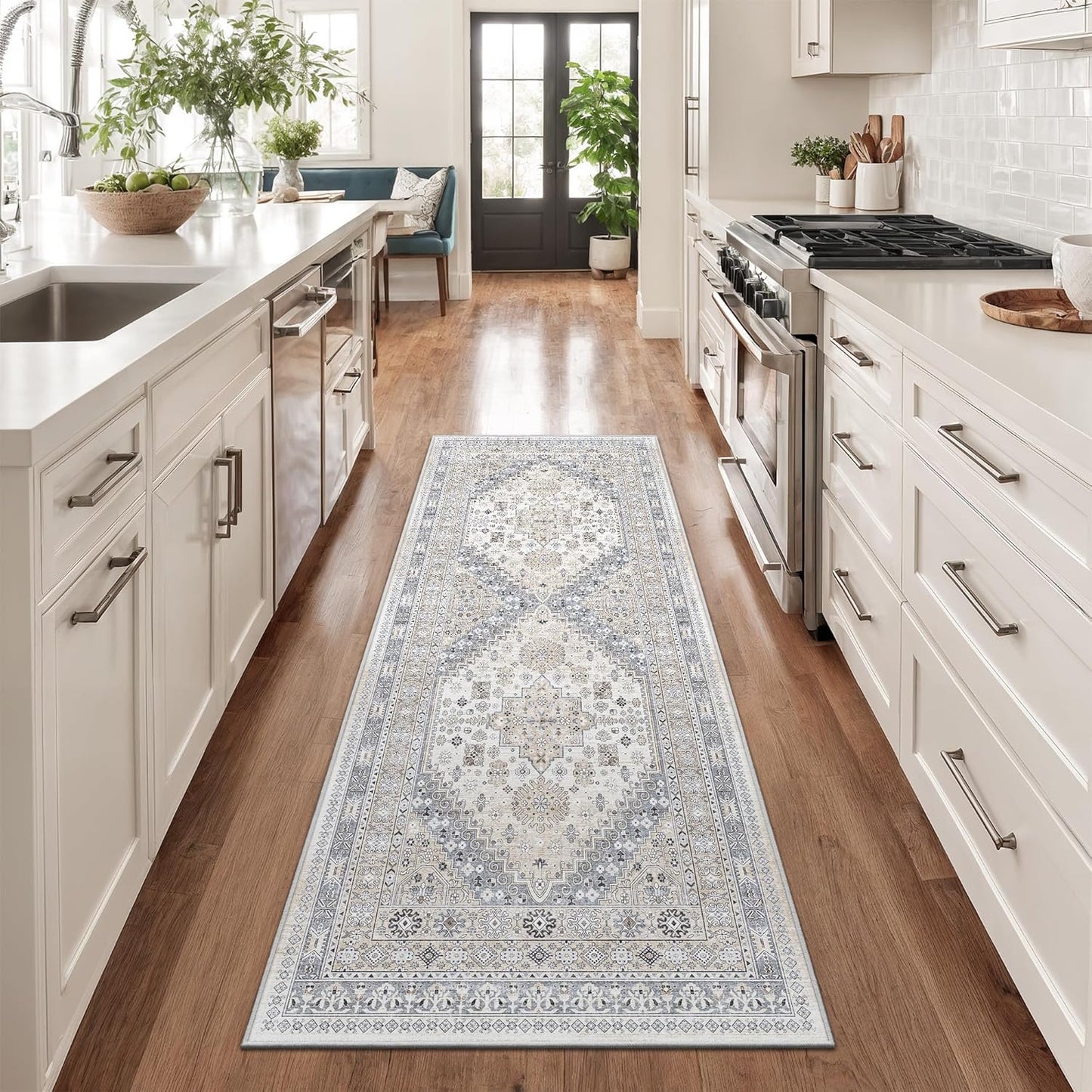 zesthome 2x6 Runner Rug for Hallways, Machine Washable Rug, Non Slip Vintage Low Pile Runners, Stain Resistant Runners for Entryway, Kitchen, Bathroom, Laundry Room, Corridor