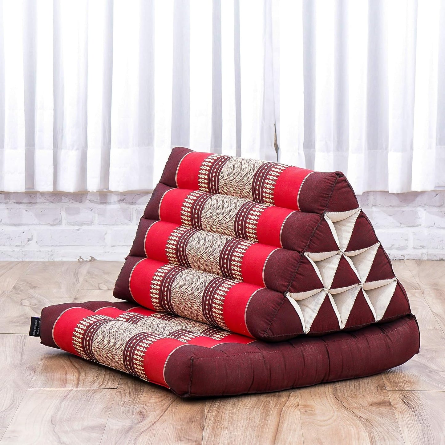 Leewadee 1-Fold Mat with Triangle Cushion – Comfortable TV Pillow, Foldable Mattress with Cushion Made of Eco-Friendly Kapok, 30 x 20 inches, red