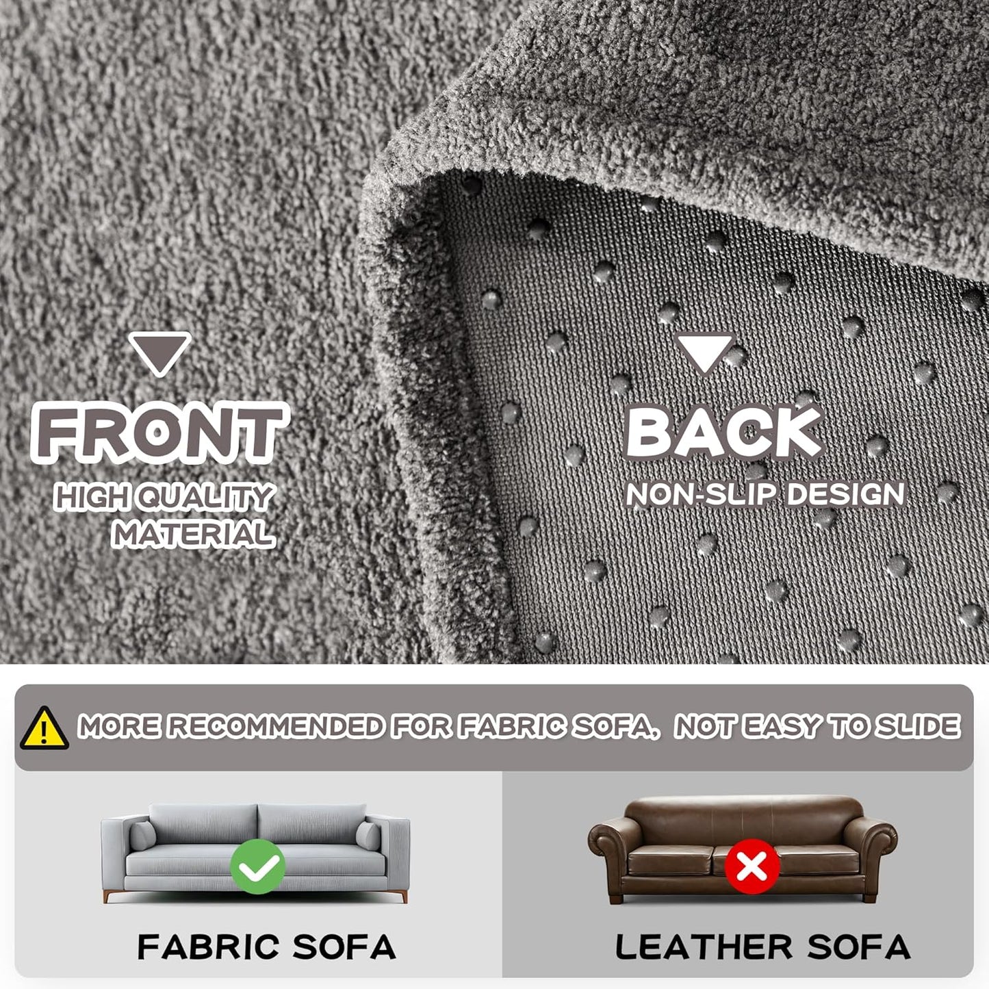 MYSKY HOME Couch Cover Sofa Cover for 3 Cushion Couch, Dog Couch Covers for Sectional Sofa Covers, Non Slip Furniture Protector Sofa Covers Washable Sofa Towel for Pet Cat Dog, 91" x 134", Grey