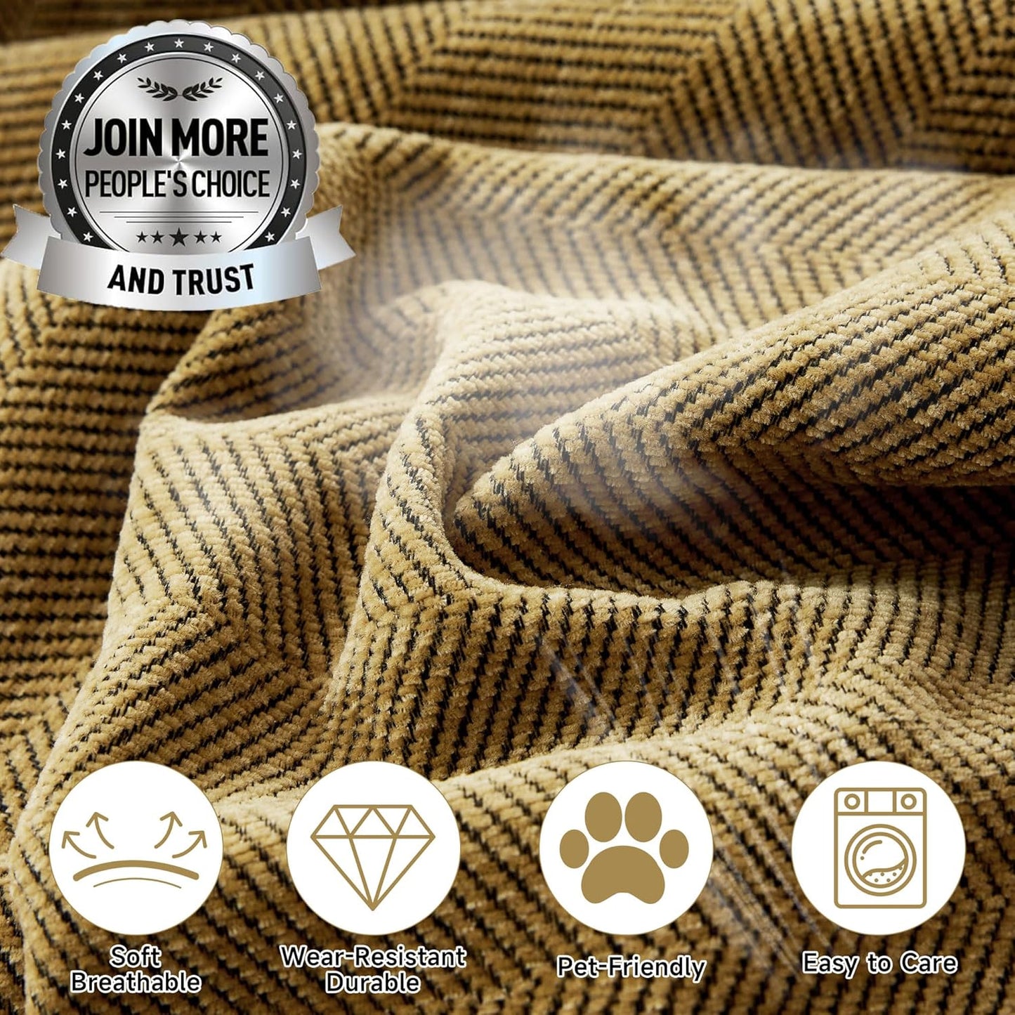 STACYPIK Yellow Sofa Cover for Dogs, Chenille Non-Slip Couch Cover for Pets, Washable Loveseat Cover for Sectional, Soft Jacquard Furniture Protector for 2 Cushion Couch, Couch Throw Blanket-91X118IN