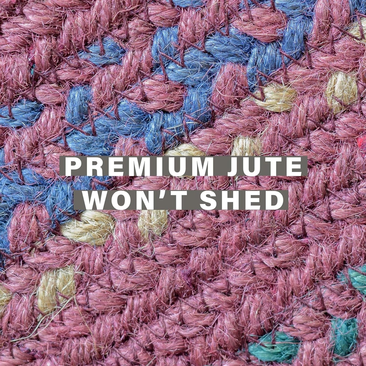 Jamestown Burgundy Jute Braided Rug, 20x30 Rectangle - Rustic Cabin Decor for Kitchen, Entryway, Everywhere