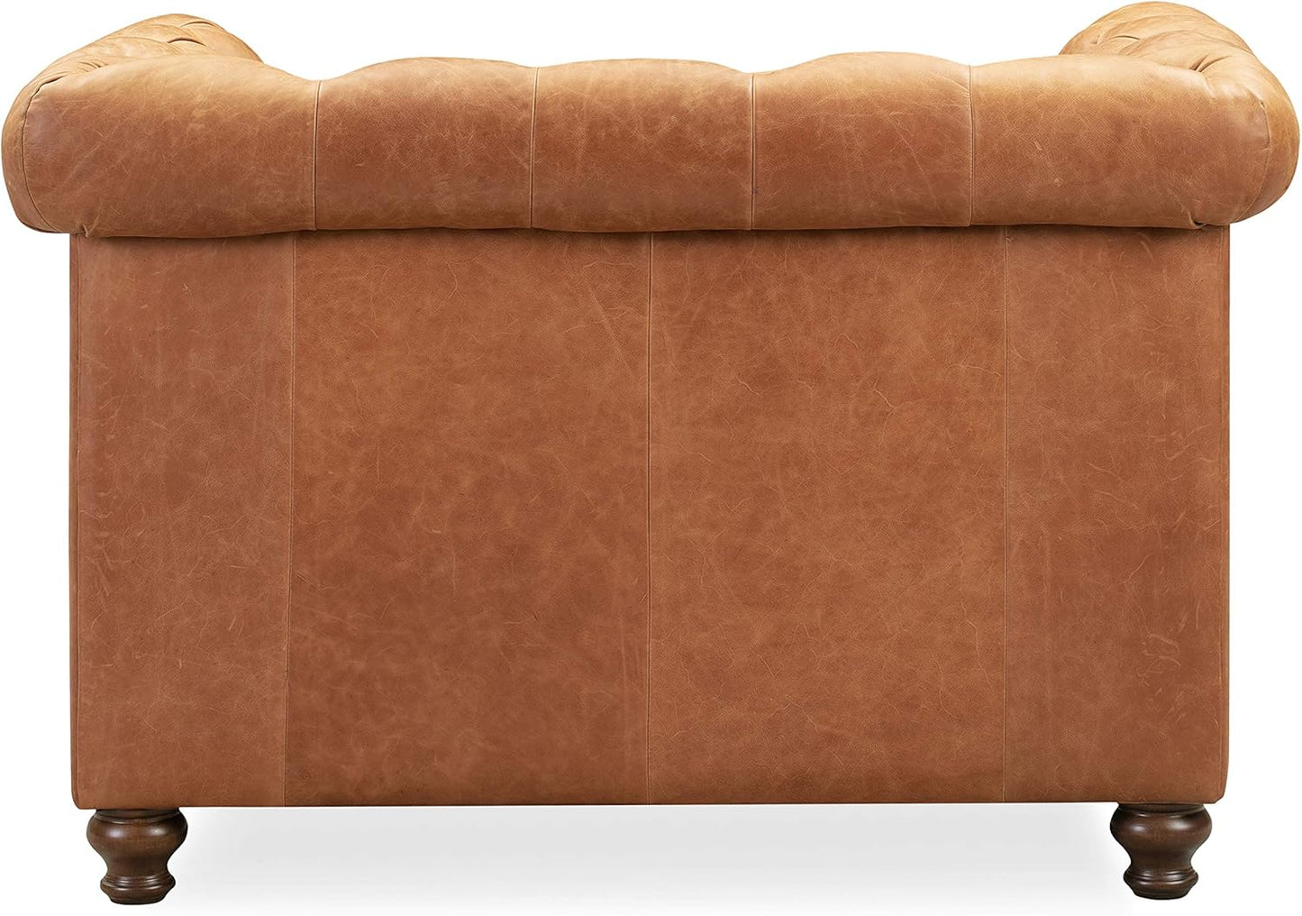 POLY & BARK Lyon Leather Lounge Chairs - Set of 2 - Cognac Tan Full-Grain Leather Upholstery – Modern Upholstered Accent Chair for Living Room or Bedroom – Indoor Lounge Seating with Lasting Comfort