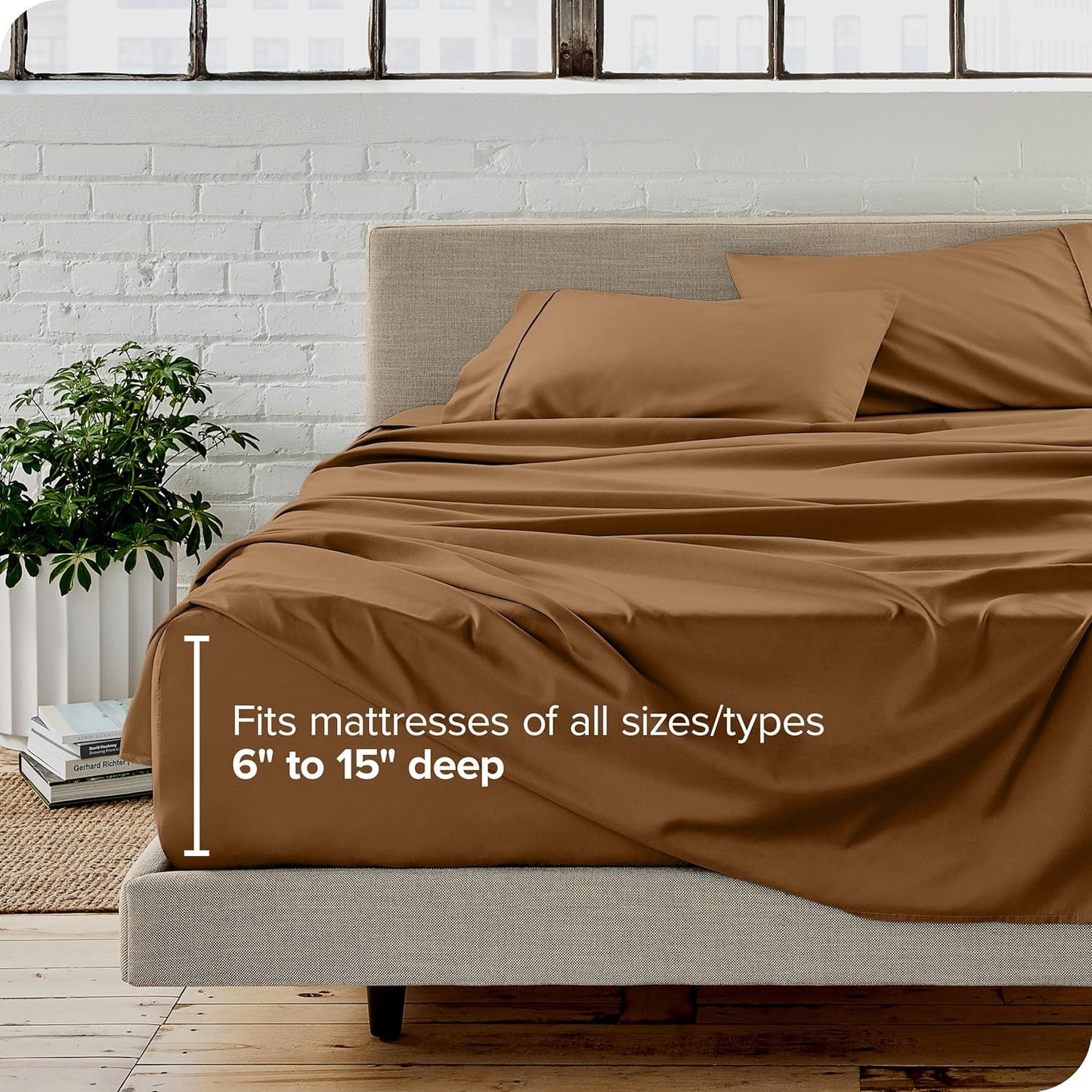 Bare Home California King Sheet Set - 1800 Ultra-Soft Microfiber Cal King Bed Sheets - Double Brushed - Deep Pockets - Easy Fit - 4 Piece Set - Bed Sheets (California King, Caramel)