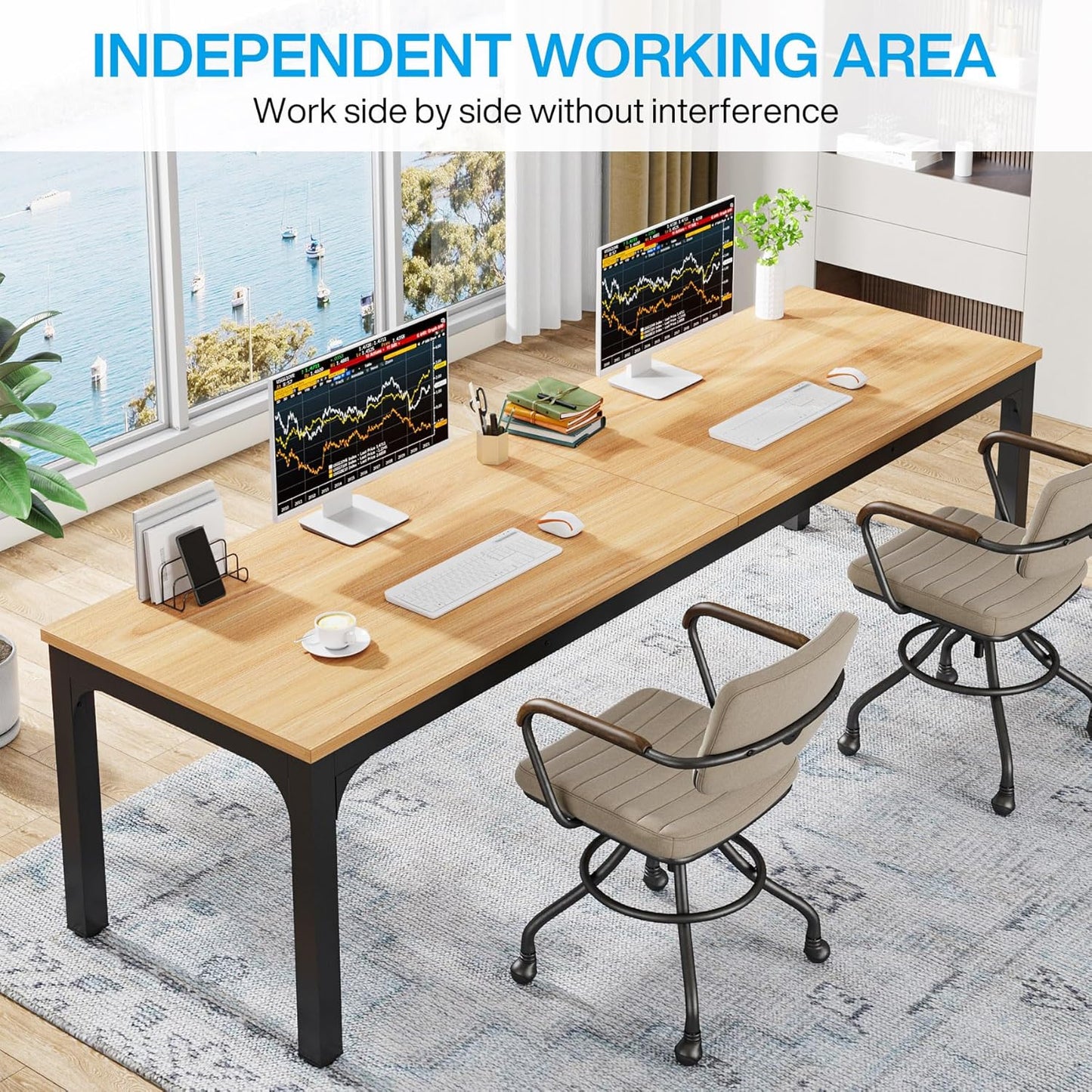 Tribesigns 78.7 Inches Extra Long Computer Desk 2 Person Desk, Double Long Desk, Workstaion for Home Office