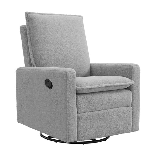 Oxford Baby Uptown Upholstered Swivel Glider and Recliner Nursery Chair,Boucle, Koala Gray