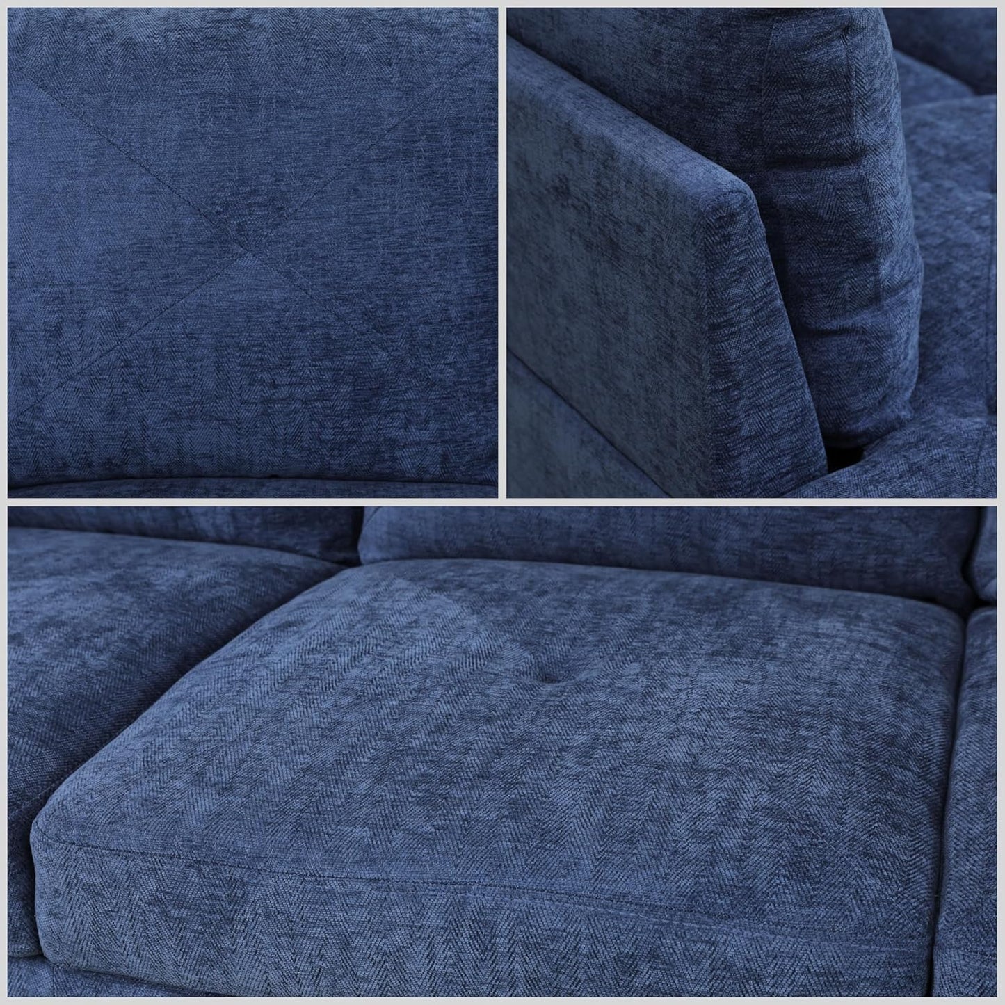 L Shaped Sectional Couches for Living Room, Modular 4 Seat Sofa with Ottoman Storage, Modern Couch with Chaise for Bedroom Apartment Furniture, Blue