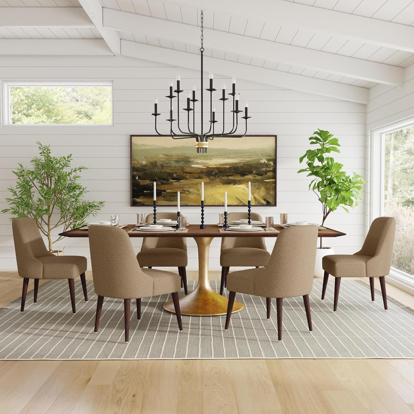 HomePop Home Decor | Upholstered Hemet Gayle Side Dining Chair | Decorative Home Furniture, Brown Boucle (Single Pack)