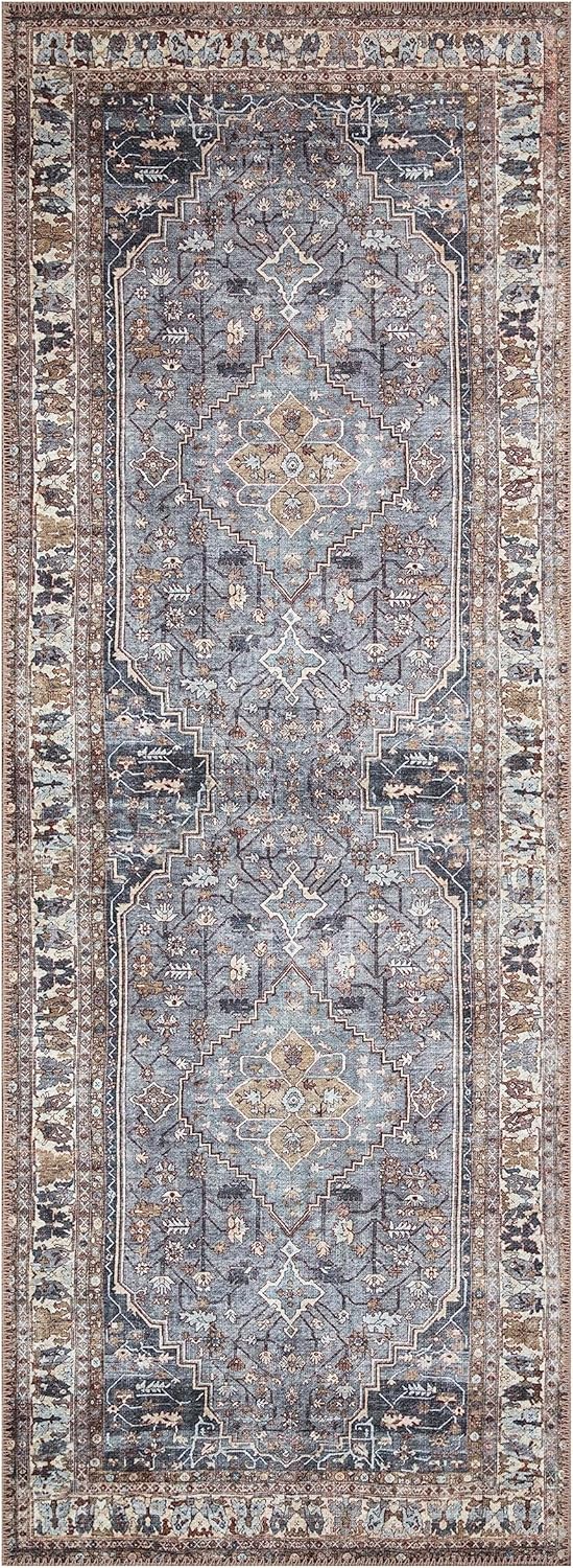 Keen Home Design 2x7 Rug - Machine Washable Runner Rug with Non-Slip Backing, Ideal for Hallway, Entryway, Kitchen, Laundry Room - Vintage, Easy Clean, Durable, Low Pile Rug - (2'6" x 7')