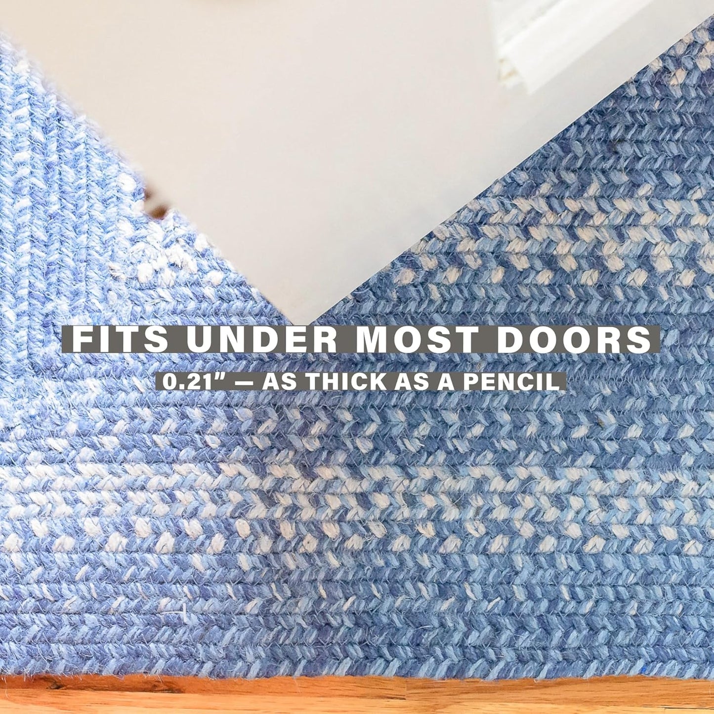 Homespice 27x45” Blue Oval Braided Rug. Denim Blue and White Jute Oval Rug. Uses- Entryway, Kitchen Rugs, Bathroom Rugs. Reversible, Rustic, Country, Primitive, Farmhouse Decor Rug