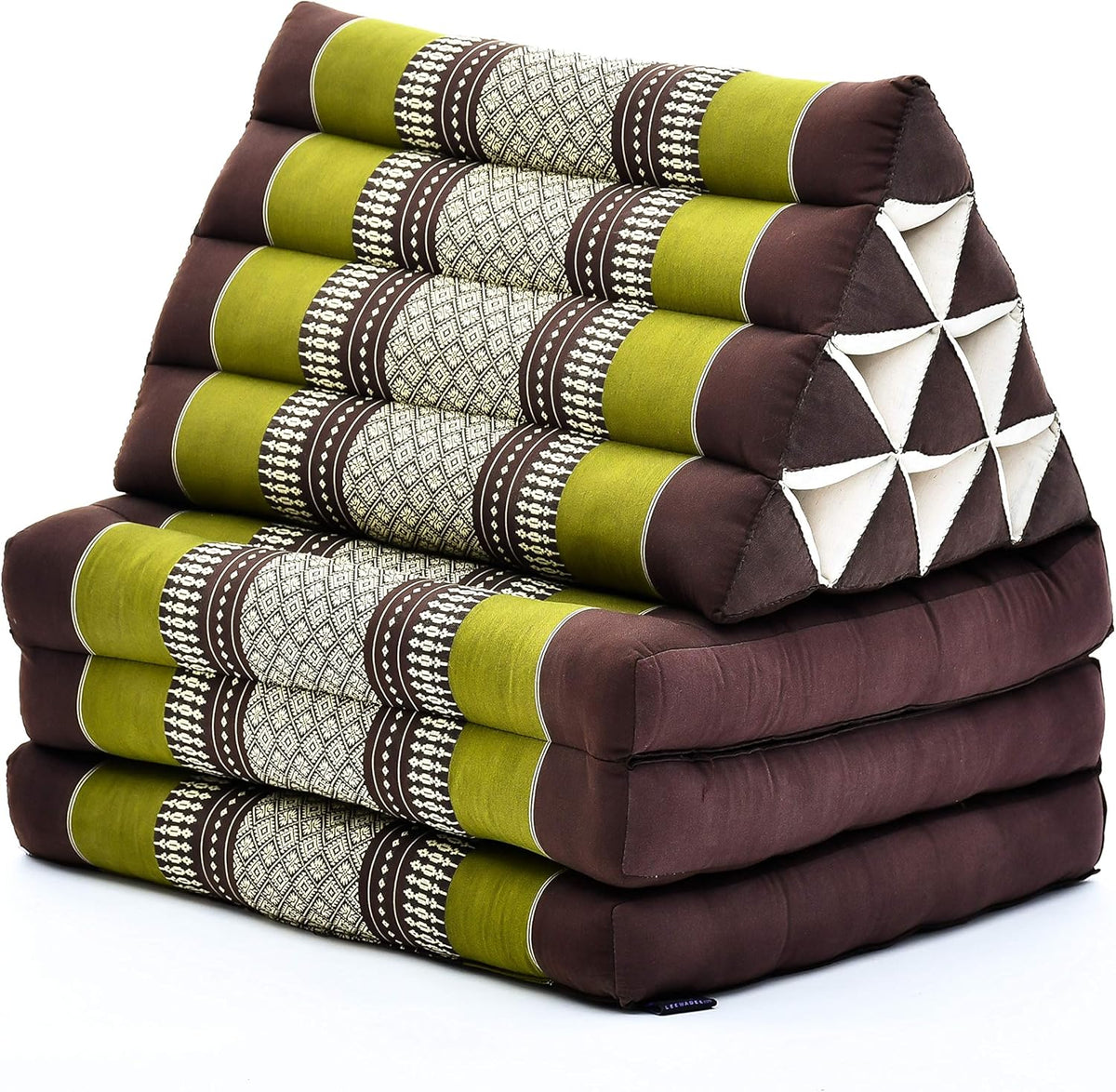 Leewadee - Comfortable Japanese Floor Mattress Used As Thai Floor Bed with Triangle Cushion, Futon Mattress Or Thai Massage Mat, 67 x 21 inches, Brown Green
