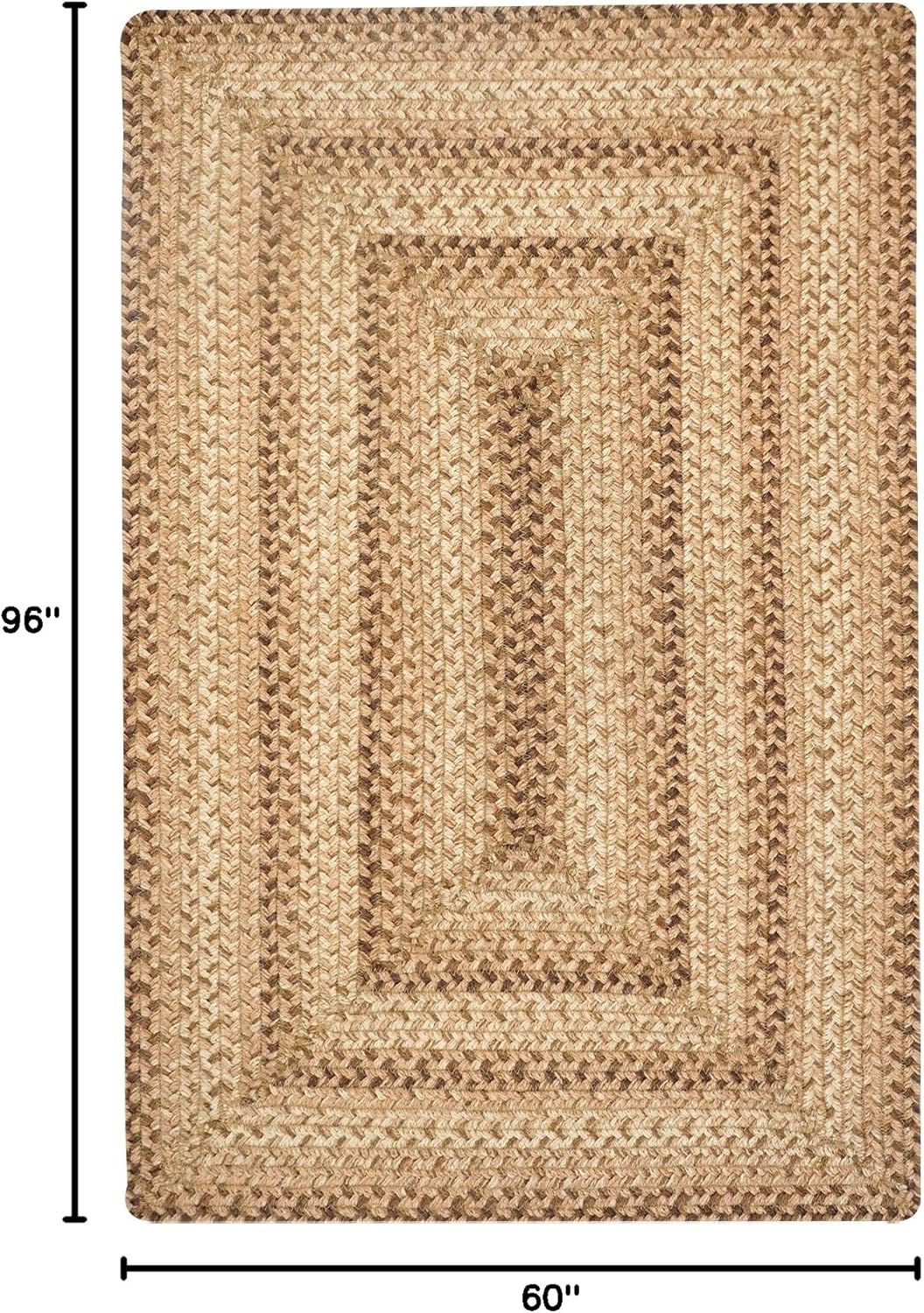 Homespice Cookie Dough Oval Braided Rugs 5x8' - Country Style Jute Brown Rugs for Living Room for Farmhouse Decor
