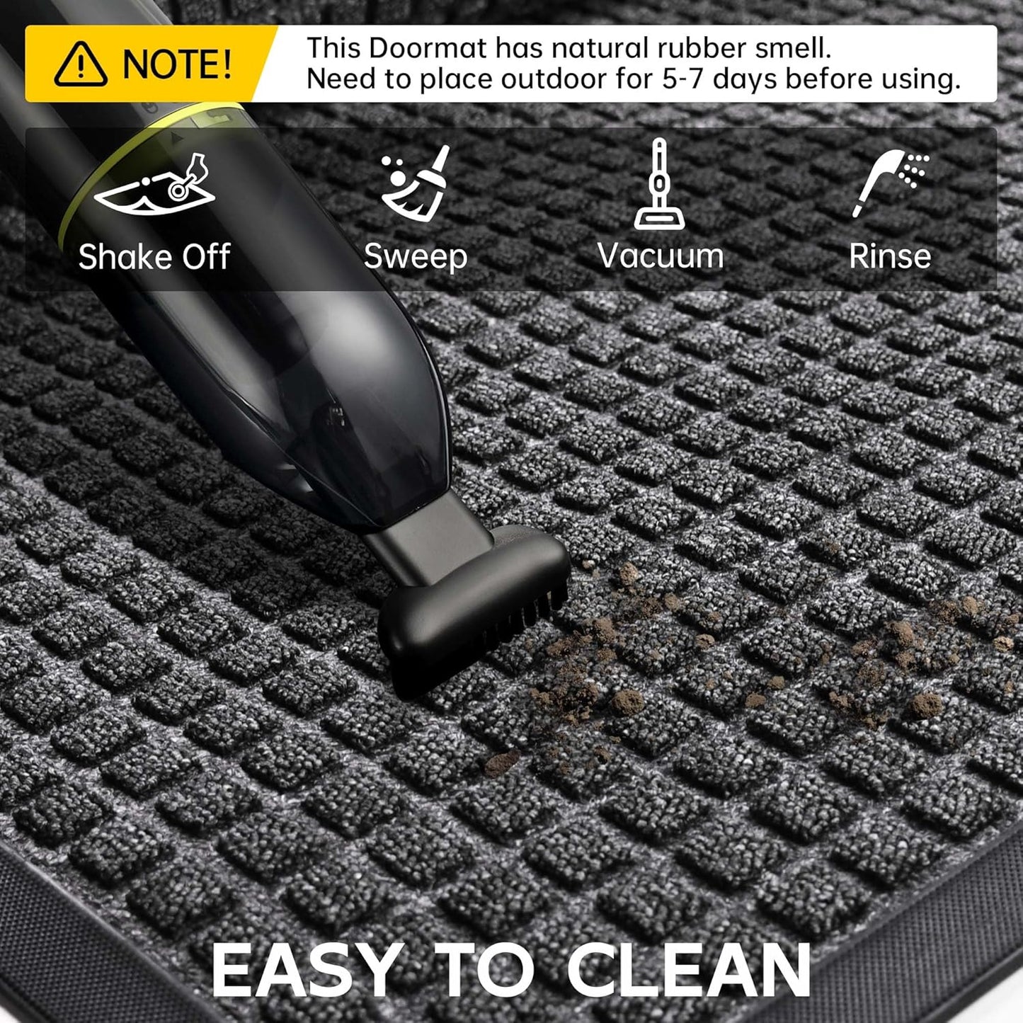 Sturdy Front Door Mat Outside Entrance, 6' x 2' All-Season All-Weather Doormat Waterproof, Stain and Fade Resistant, Natural Rubber Indoor Outdoor Welcome Door Mat Trap Dirt