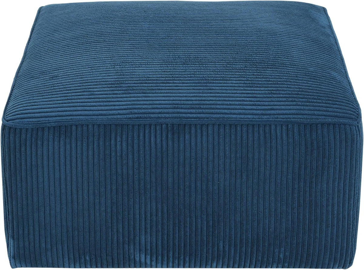 Christopher Knight Home Isa Corduroy Ottoman Footstool, Square Pouf Poufee Footrest Ottoman Large Seat, Modern Side Table for Living Room Bedroom Home Decor, Navy Blue, 30"
