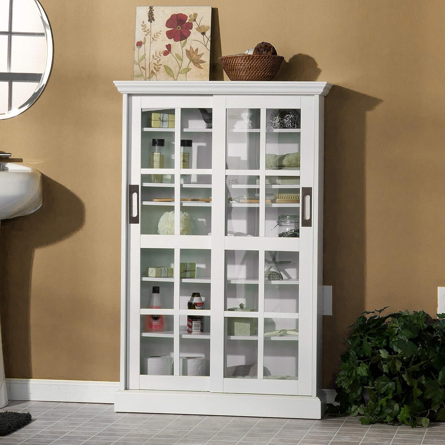 Furniture HotSpot Sliding Door Media Cabinet - White