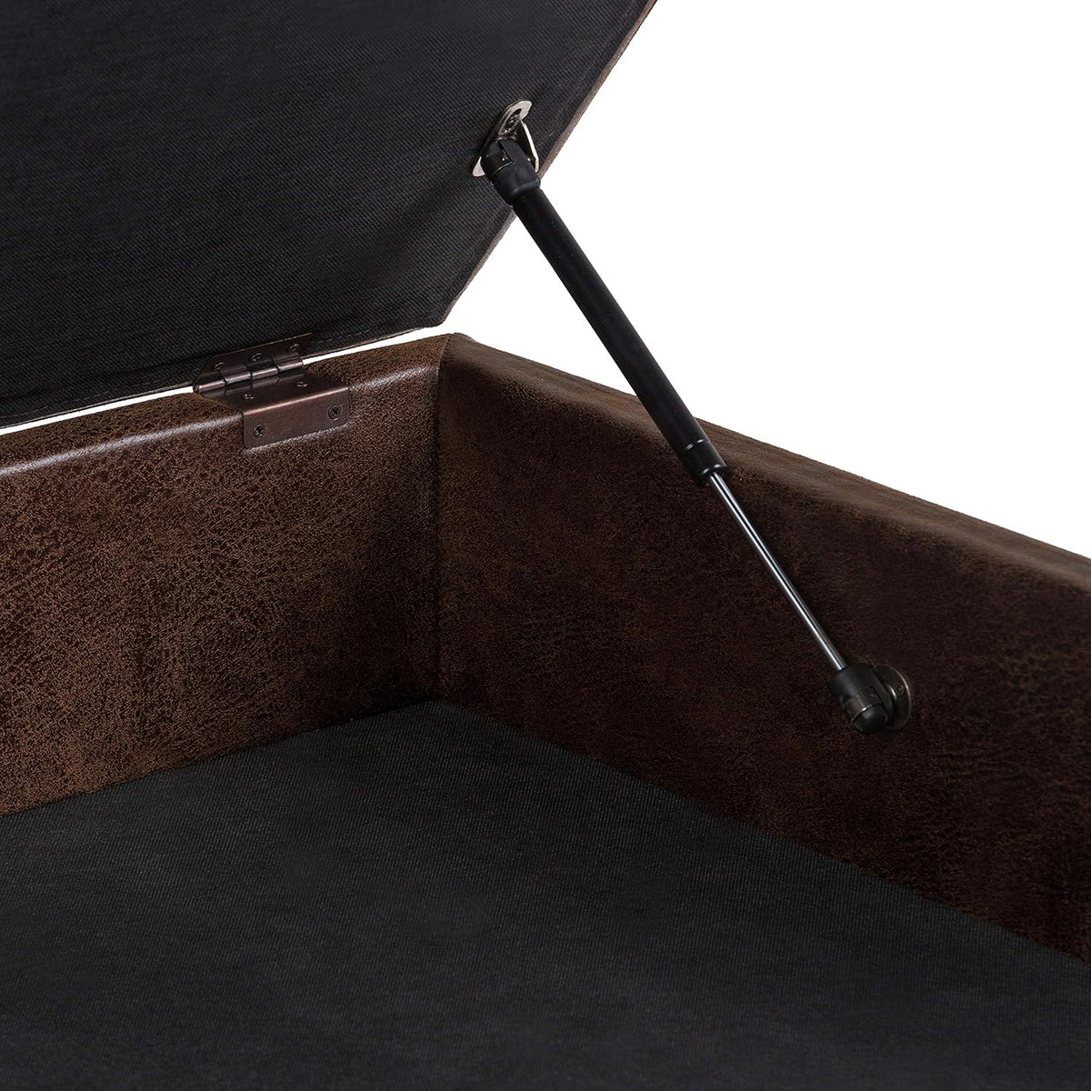 SIMPLIHOME Owen 36 inch Wide Mid Century Modern Square Coffee Table Storage Ottoman in Distressed Chestnut Brown Vegan Faux Leather, Assembled, for the Living Room, Entryway and Family Room
