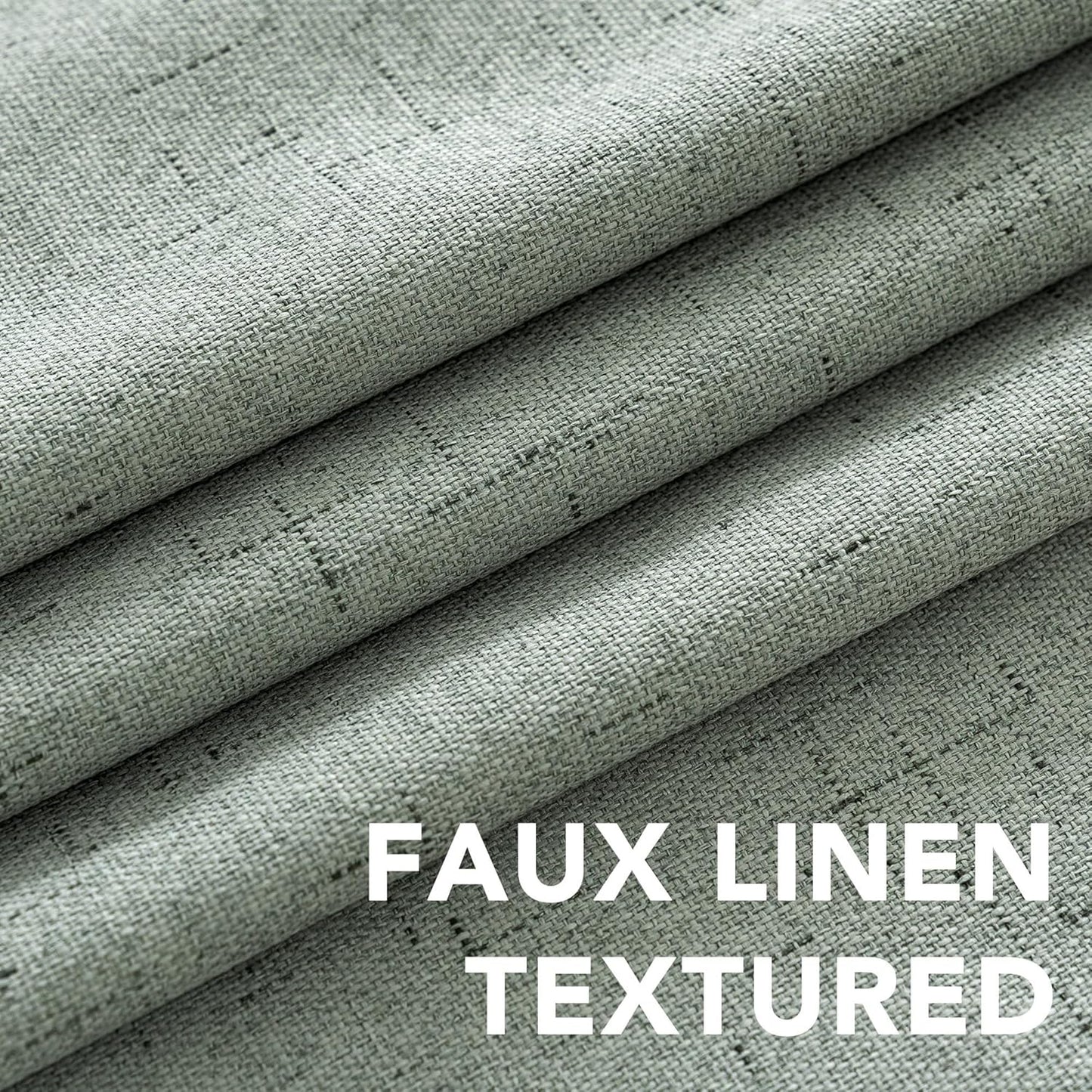 H.VERSAILTEX Linen Blackout Curtains 63 Inches Long 100% Blackout Thermal Insulated Textured Linen Look Curtain Draperies Anti-Rust Grommet, Energy Saving with White Liner, 2 Panels, Green Bay