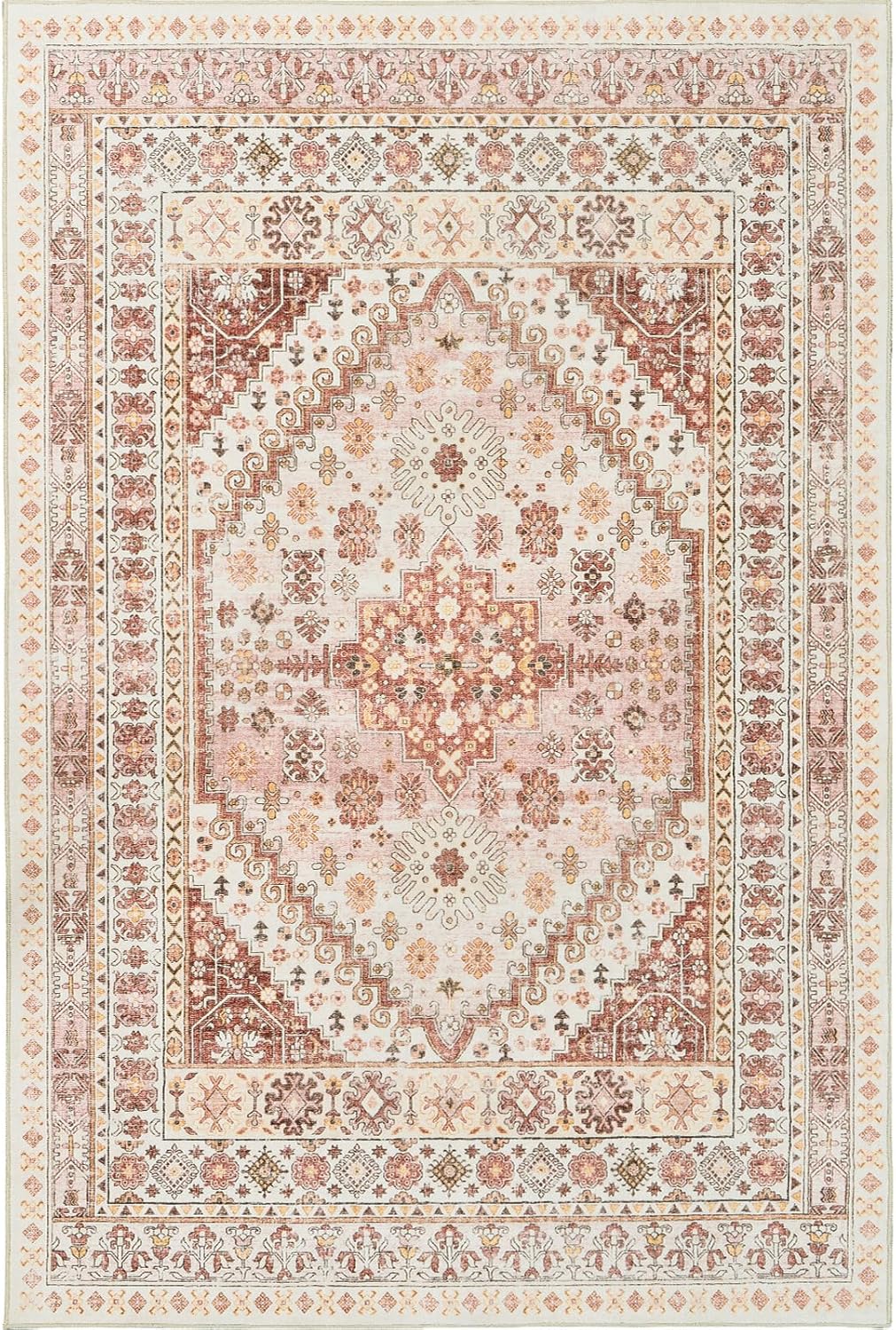 zesthome 8x10 Area Rugs for Living Room,Non-Slip Backing Washable Rugs,Vintage Large Area Rug，Stain Resistant Home Decor Rug