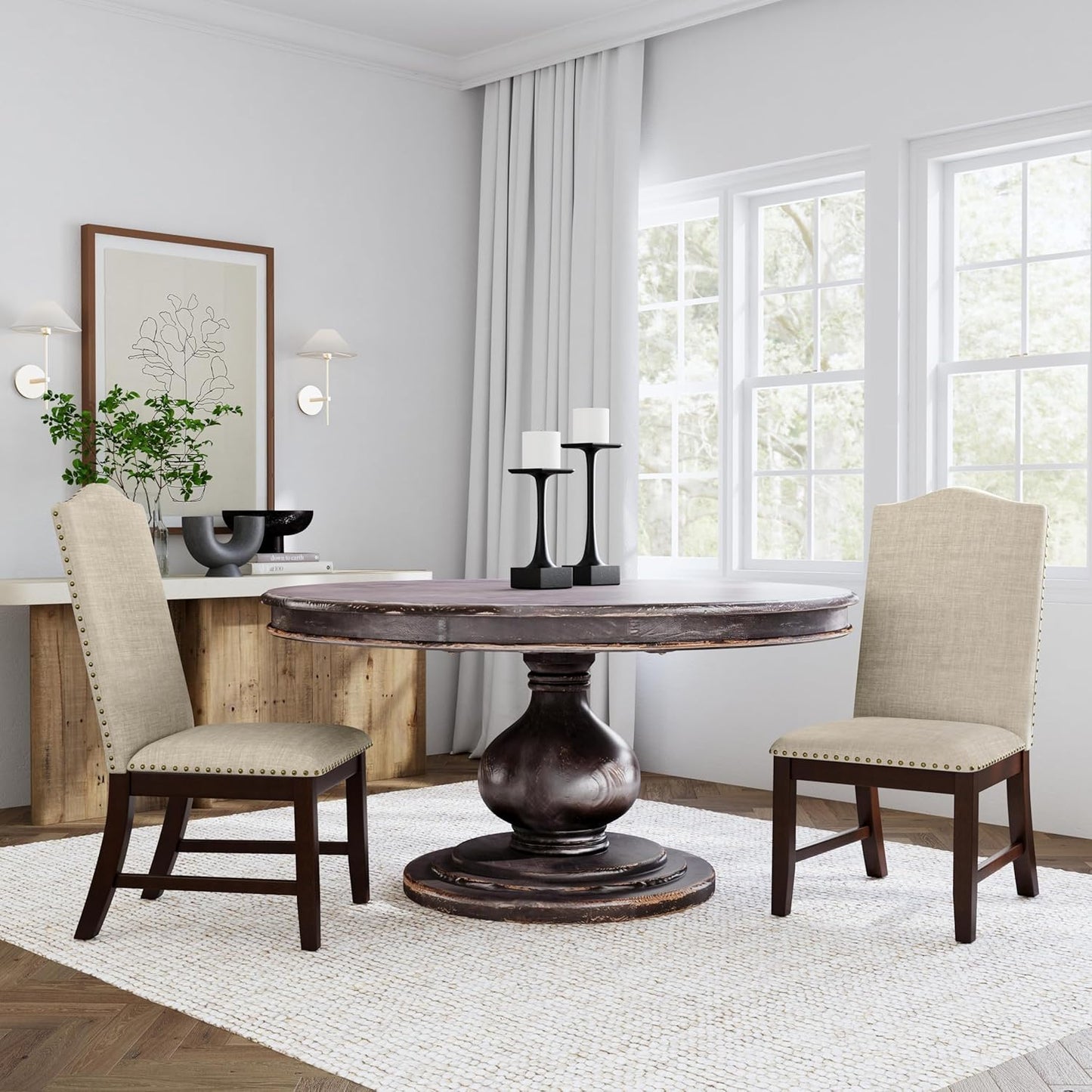 HomePop Scalloped Back Dining Chair - Beige Woven(Set of 2)