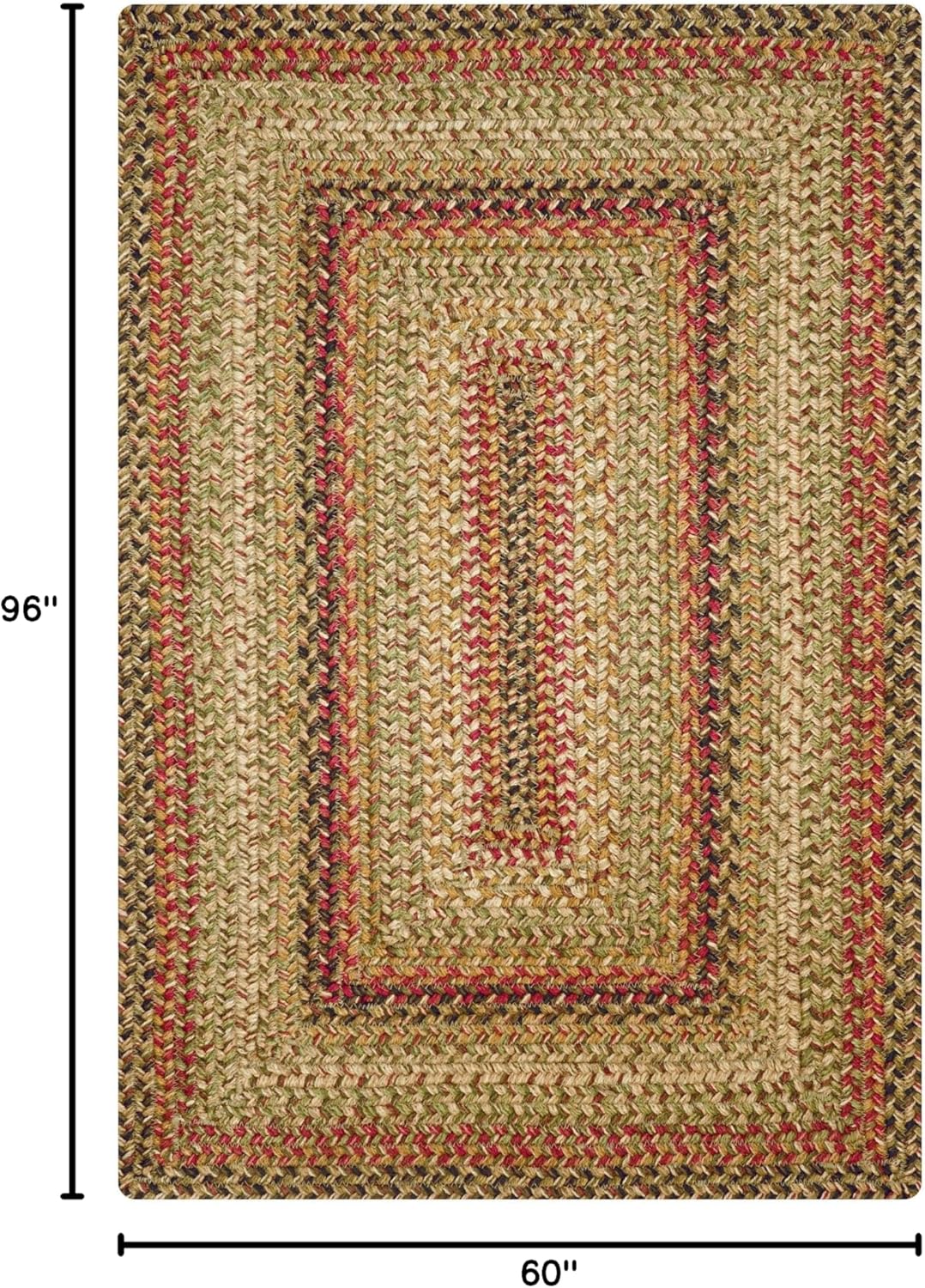 Homespice Kingston Jute Braided Area Rugs 5x8' – Multi Color Braided Rugs for Dining Room and Bedroom for Country Decor