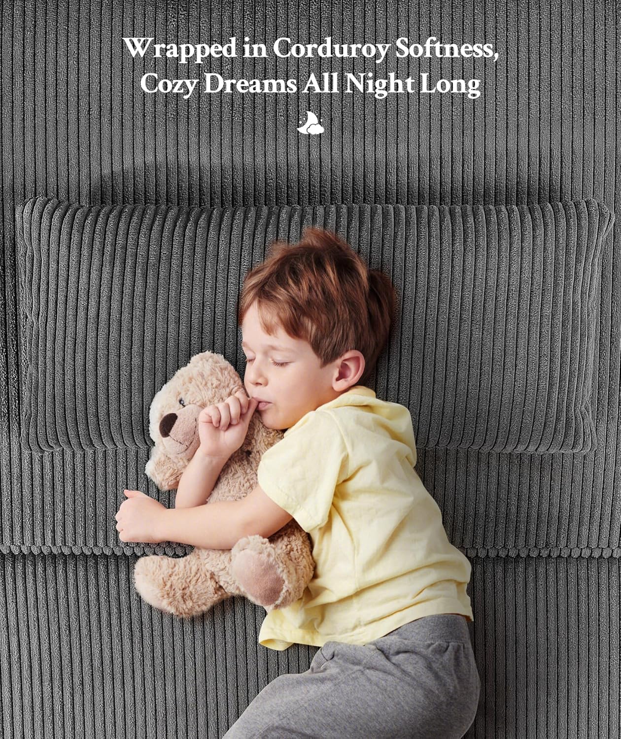 53” Convertible Sofa Bed Couch, Corduroy Couch Bed, 6-Position Loveseat Sleeper Sofa, Love Seat Sleeper Bed 23.6" Extra Deep Seat, Modern Couches for Living Room/Apartment/Home/Office, Grey