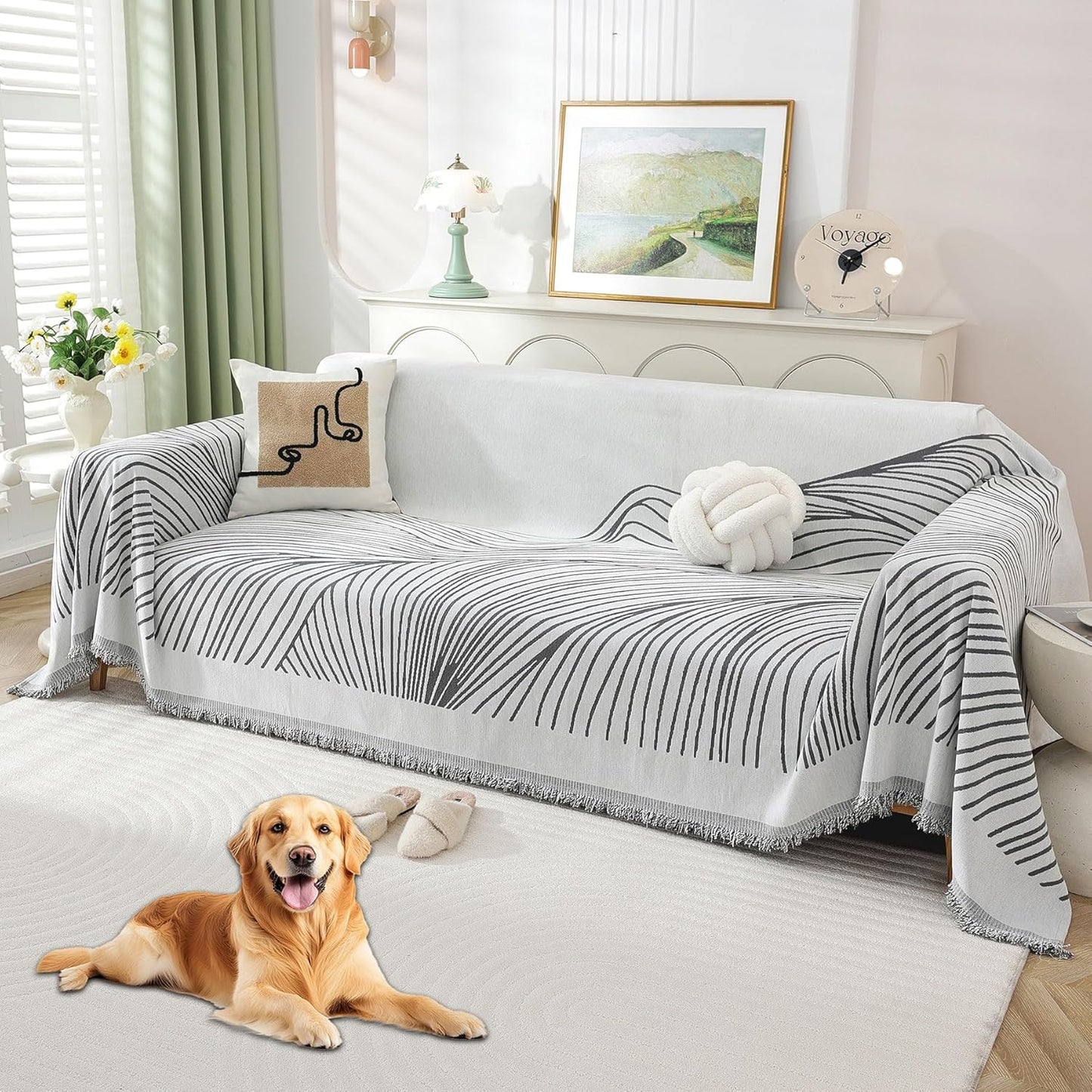 Non Slip Sofa Covers Couch Covers for 3 Cushion Couch Sofa Pet Friendly Washable Couch Covers for Sofa, Soft Thick Sectional Couch Covers L Shape Furniture Protector for Kids, Dogs 91" X134"