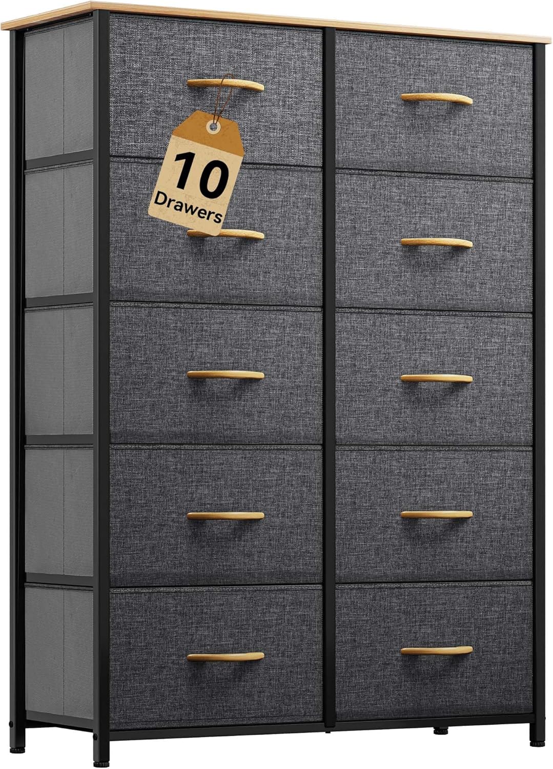 DWVO 10 Drawers Dresser, Fabric Dresser, Fabric Storage Tower, Organizer Unit for Bedroom, Living Room, Hallway, Closets