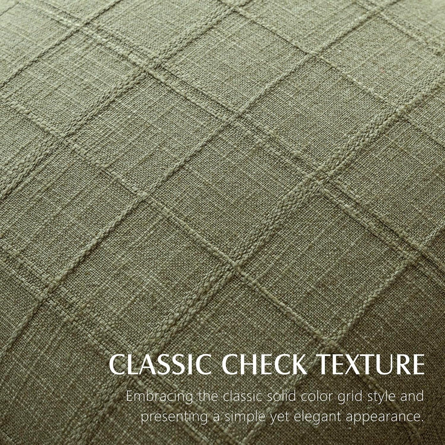 Foindtower Set of 2 Decorative Linen Check Throw Pillow Covers Neutral Farmhouse Vintage Cushion Covers Modern Boho Home Decor for Sofa Chair Couch Bedroom Living Room Outdoor,26×26 Inch,Sage Green