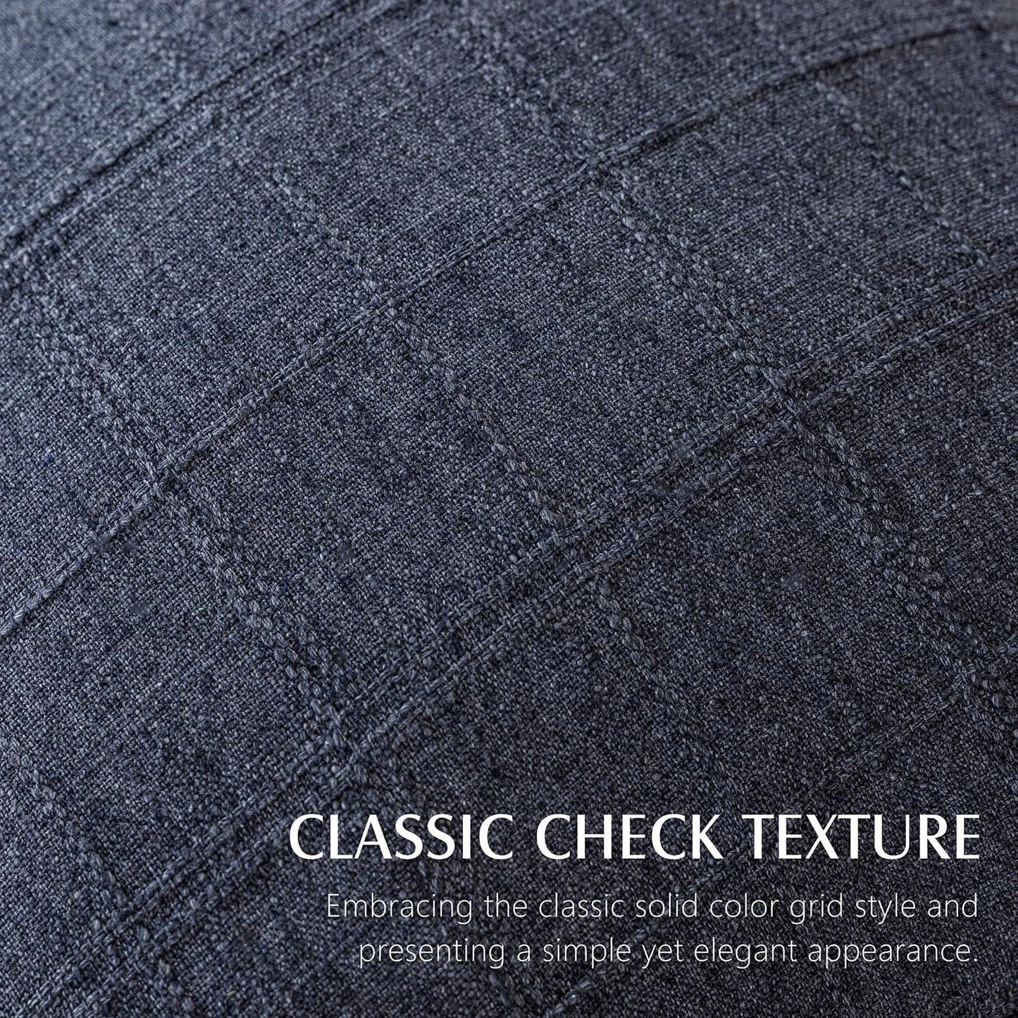 Foindtower Set of 2 Decorative Linen Check Throw Pillow Covers Neutral Farmhouse Vintage Cushion Covers Modern Boho Home Decor for Sofa Chair Couch Bedroom Living Room Outdoor,18×18 Inch,Navy Blue