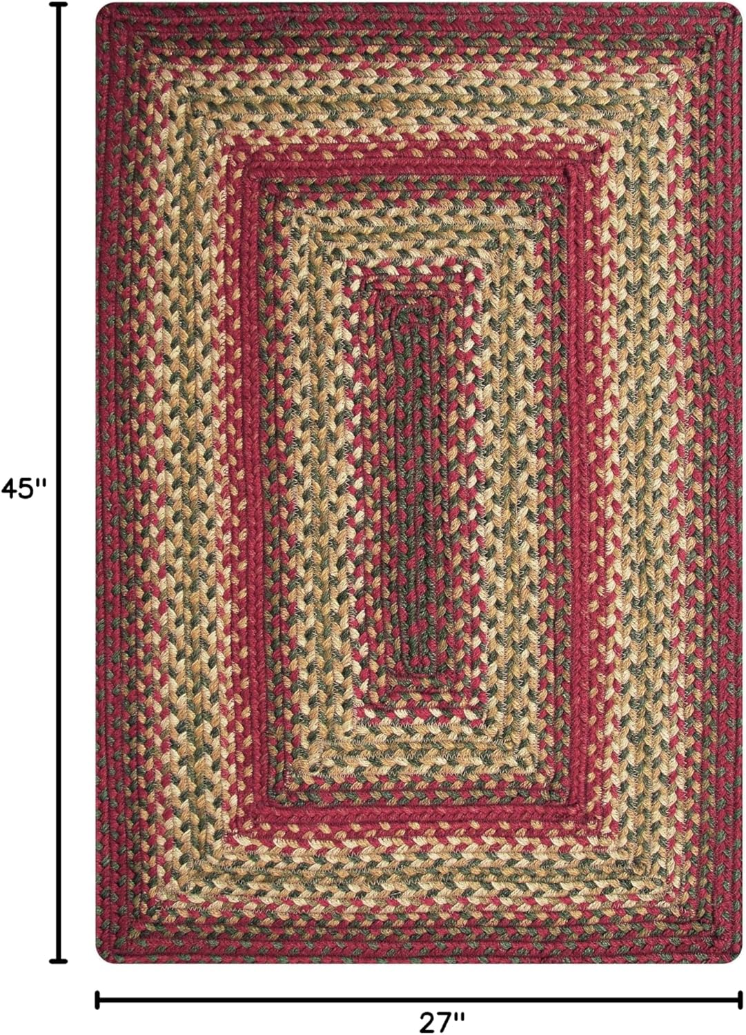 Cider Barn Cranberry Red Small Braided Rug, Jute, 27"x45" Rectangle - Perfect Country Rustic Decor for Entryway, Bathroom, Everywhere