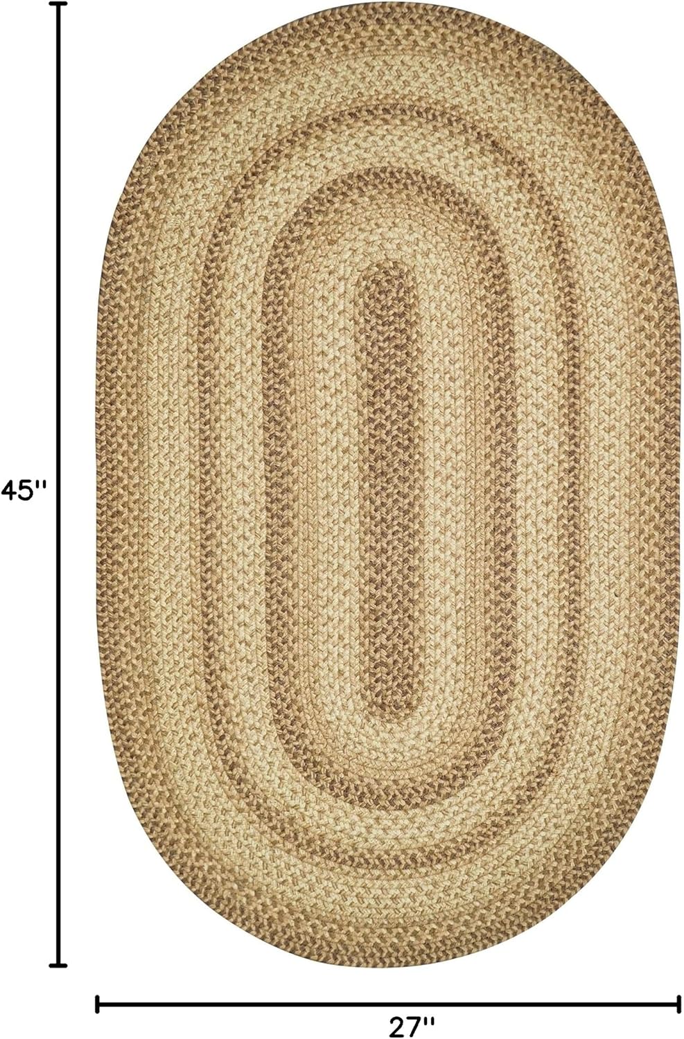 Homespice Cookie Dough Jute Braided Kitchen Rugs 27x45 - Country Style Small Brown Rug for Rustic Decor