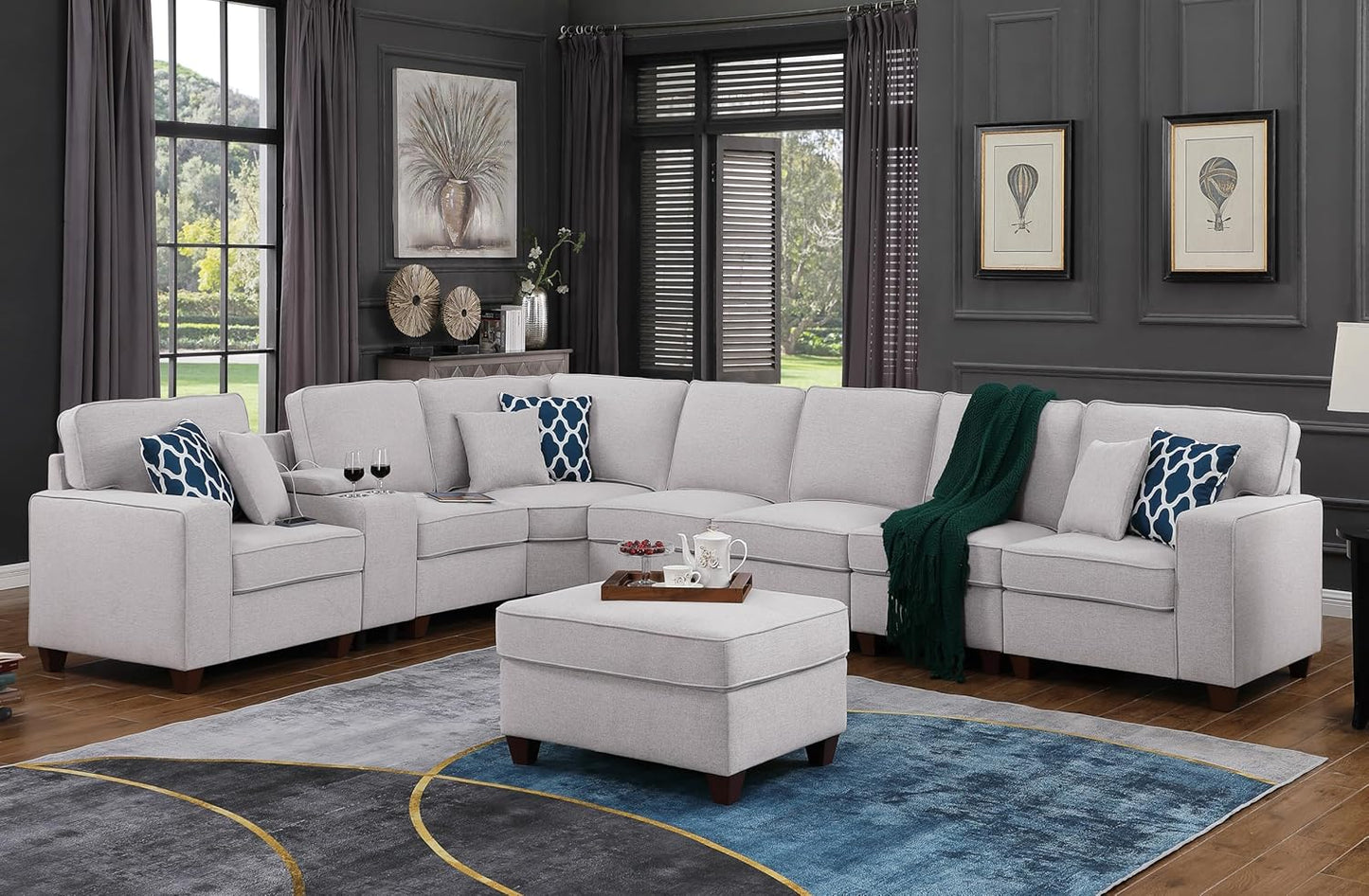 Leio Sectional Modular Sofa with Ottoman for Living Room, Apartment, Bedroom, Office, Dorm