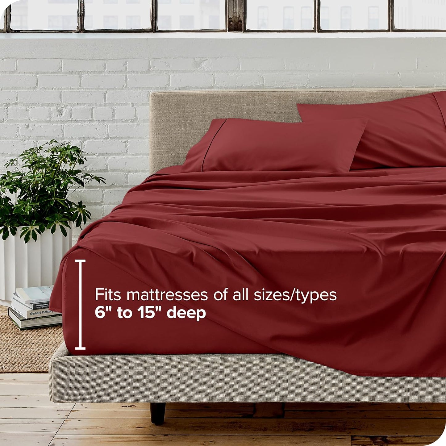 Bare Home Queen Sheet Set - 1800 Ultra-Soft Microfiber Queen Bed Sheets - Double Brushed - Deep Pockets - Easy Fit - 4 Piece Set - Bed Sheets (Queen, Rosewood)