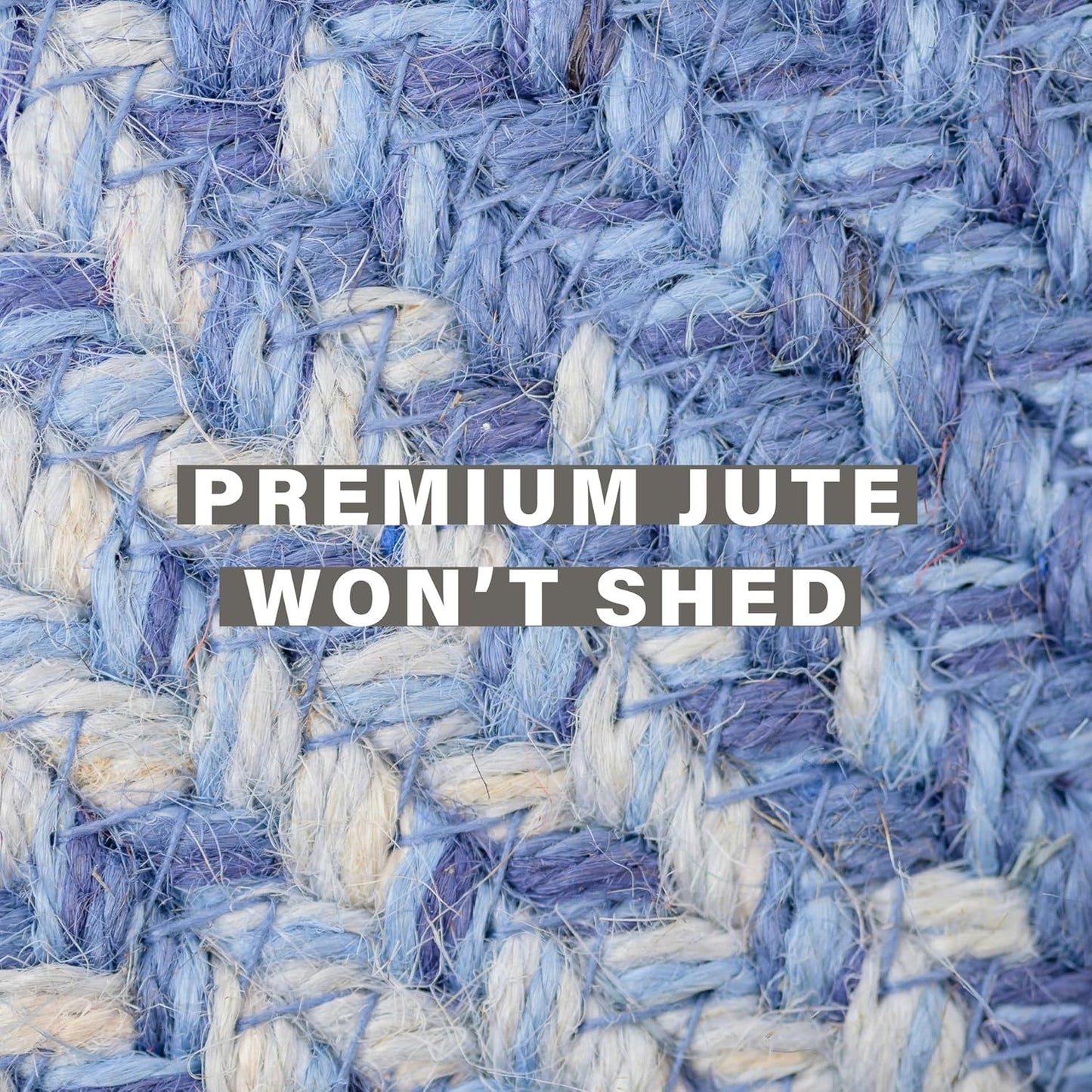 Homespice Denim Premium Jute Braided Area Rug, 27" x 45" Rectangular Blue - Navy - White, Reversible, Natural Jute Yarn Rustic, Country, Primitive, Farmhouse Style - 30 Day Risk Free Purchase