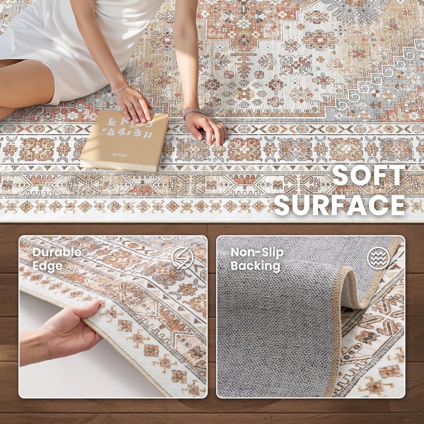 zesthome Washable Runner Rug 2.5x8 - Stain Resistant Entryway Rugs, Ultra-Thin Kitchen Rug, Anti Slip Backing Runner Rugs for Entrance Laundry Room Indoor Hallway (Orange,2.5'x8')