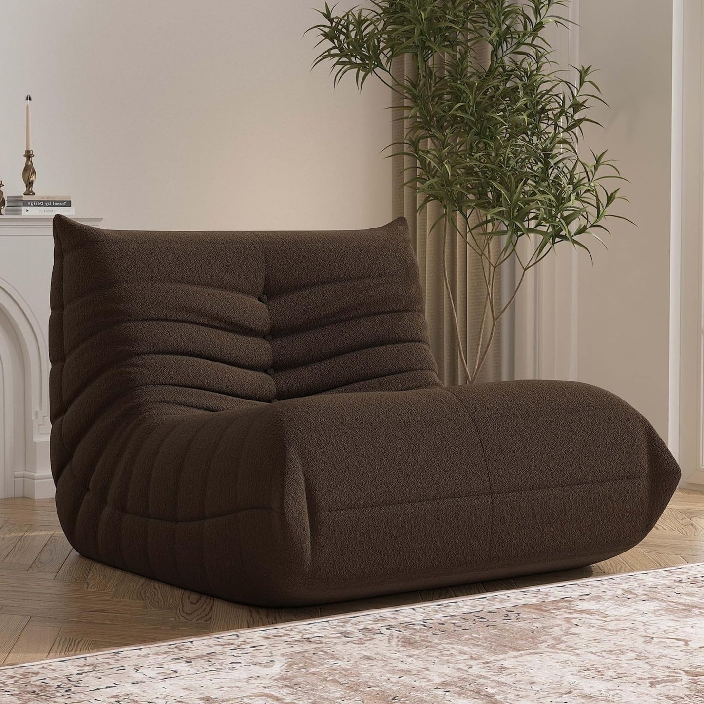 Bean Bag Chair, Memory Foam Bean Bag Sofa Large Bean Bag Chair for Adults, Bean Bag Chairs for Teens with High Density Comfortable Foam, Bean Bag for Living Room, Bedroom (Coffee)