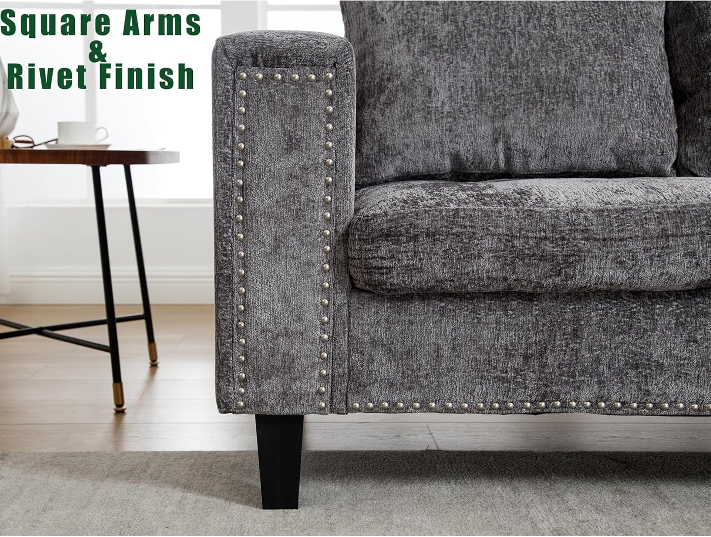 Ball & Cast 104.5" L Shaped Sectional Couch with Storage Ottoman, Chenille Upholstered 5 Seat Modular Sofa with Reversible Chaise for Living Room, Easy Assembly, Gray