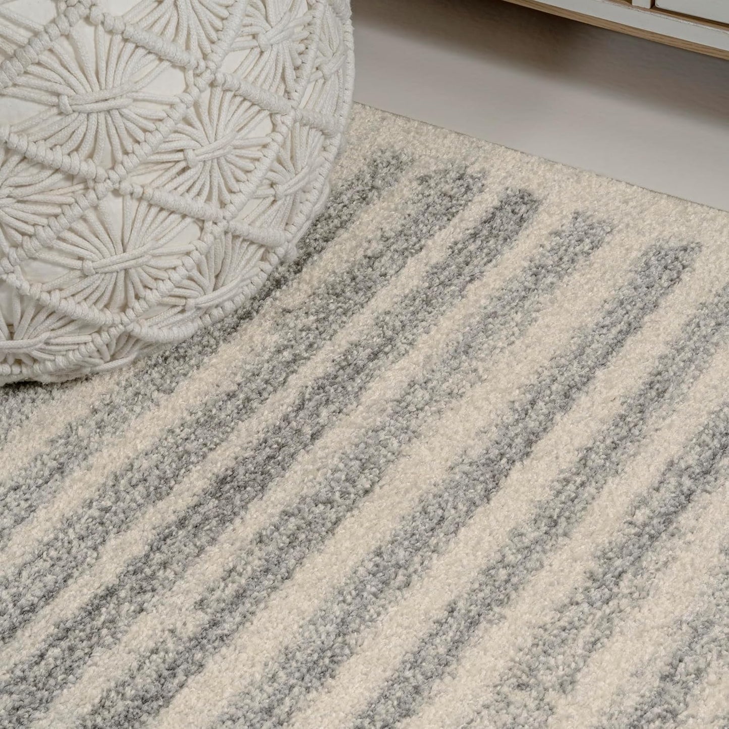 JONATHAN Y Khalil Modern Berber Stripe Cream/Gray Indoor Area Rug, 8x10, Contemporary, Bohemian, Easy-Cleaning for Living Room, Bedroom, Kitchen, Pet Friendly, Non-Shedding (MOH207C-8)