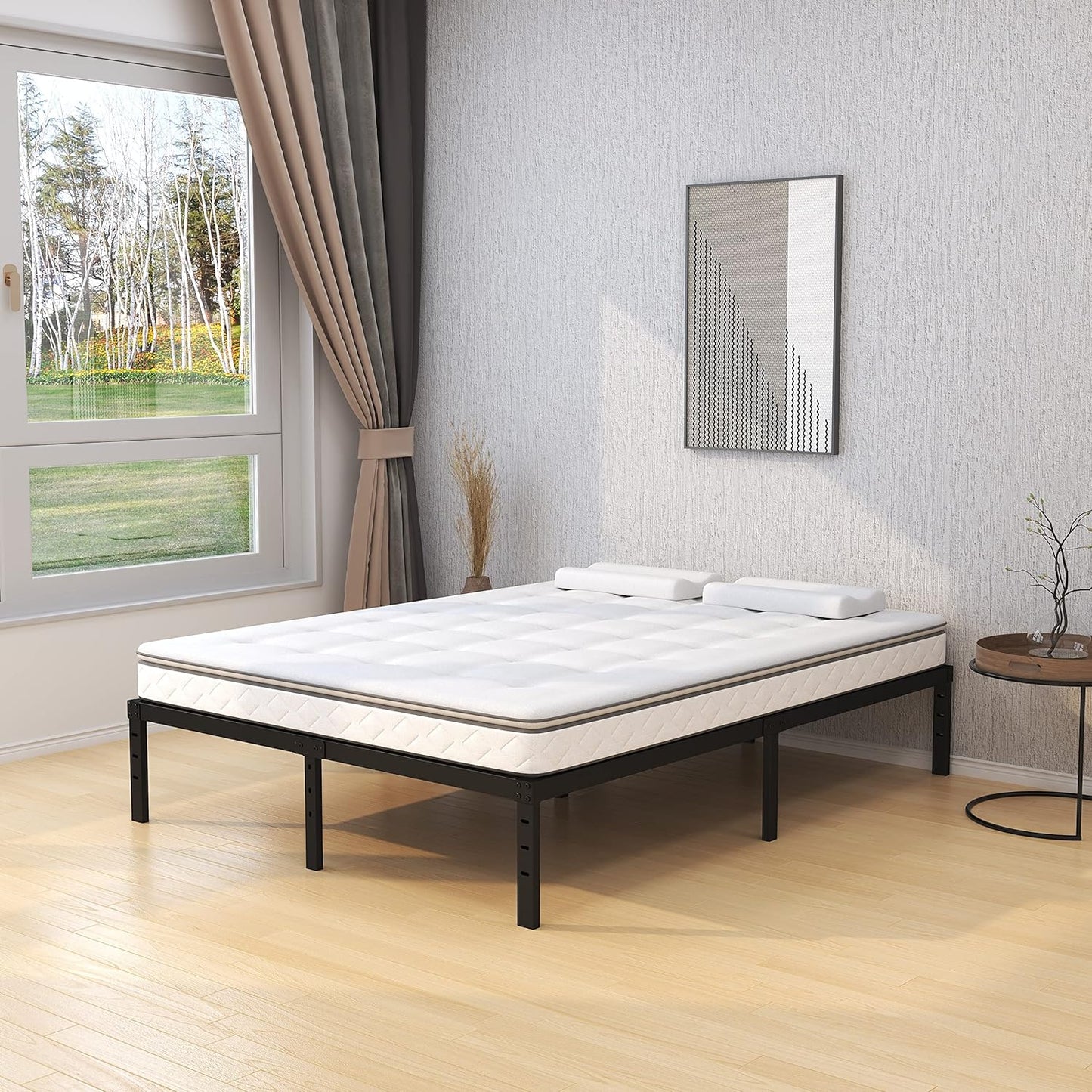 16 Inch King Bed Frame Heavy Duty Metal Platform King Size Bed Frames with 14 Inch Storage, Easy Assembly 3,500 lbs Steel Slats Support Mattress Foundation, Black