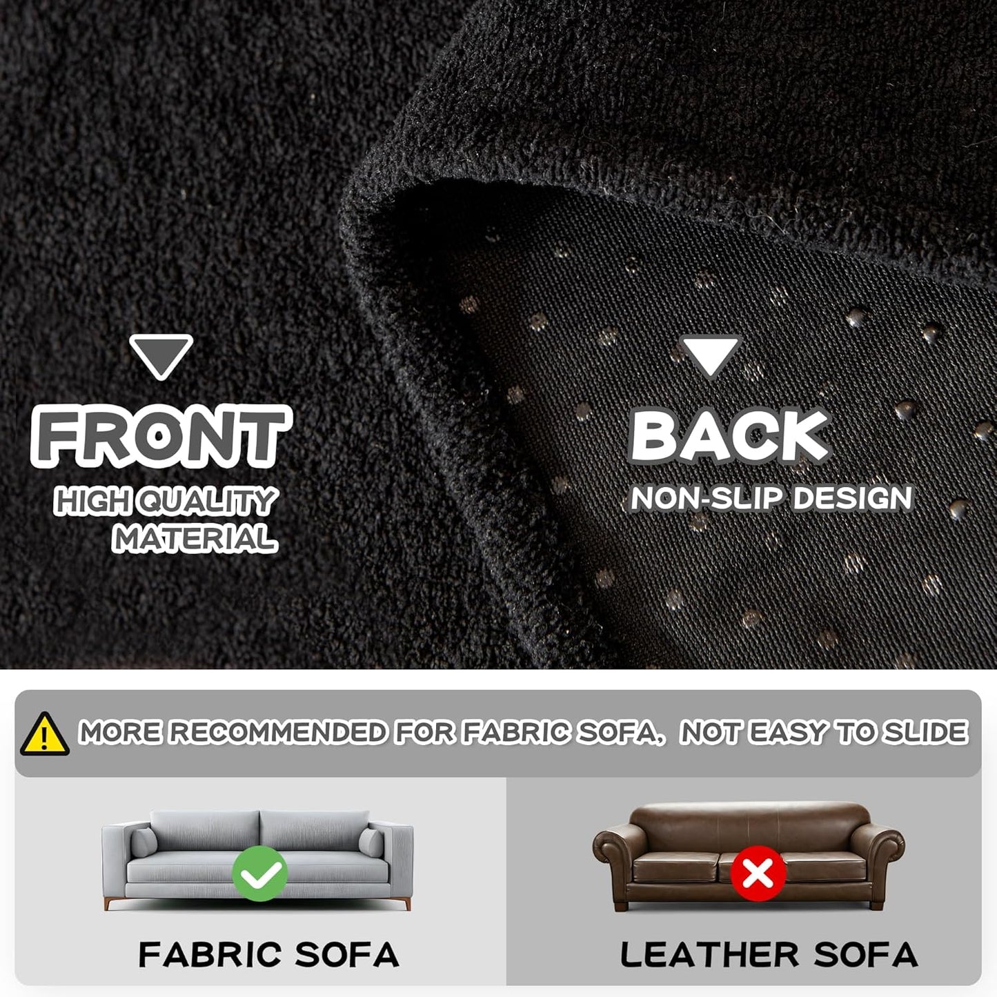 MYSKY HOME Black Couch Covers for Sectional Sofa, Couch Cover Couch Covers for Dogs Washable Couch Cover Blanket, Non Slip Sofa Slipcovers, Super Soft Sofa Towel for Kids, Pets, 91" x 118"